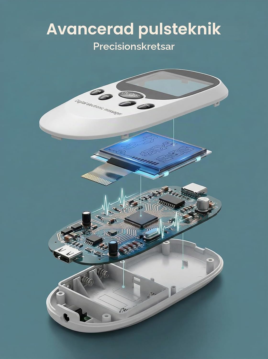Thumbnail 6 de HMYILY TENS-muskelstimulator med dubbla utgångar, 8 kuddar och 6 lägen
