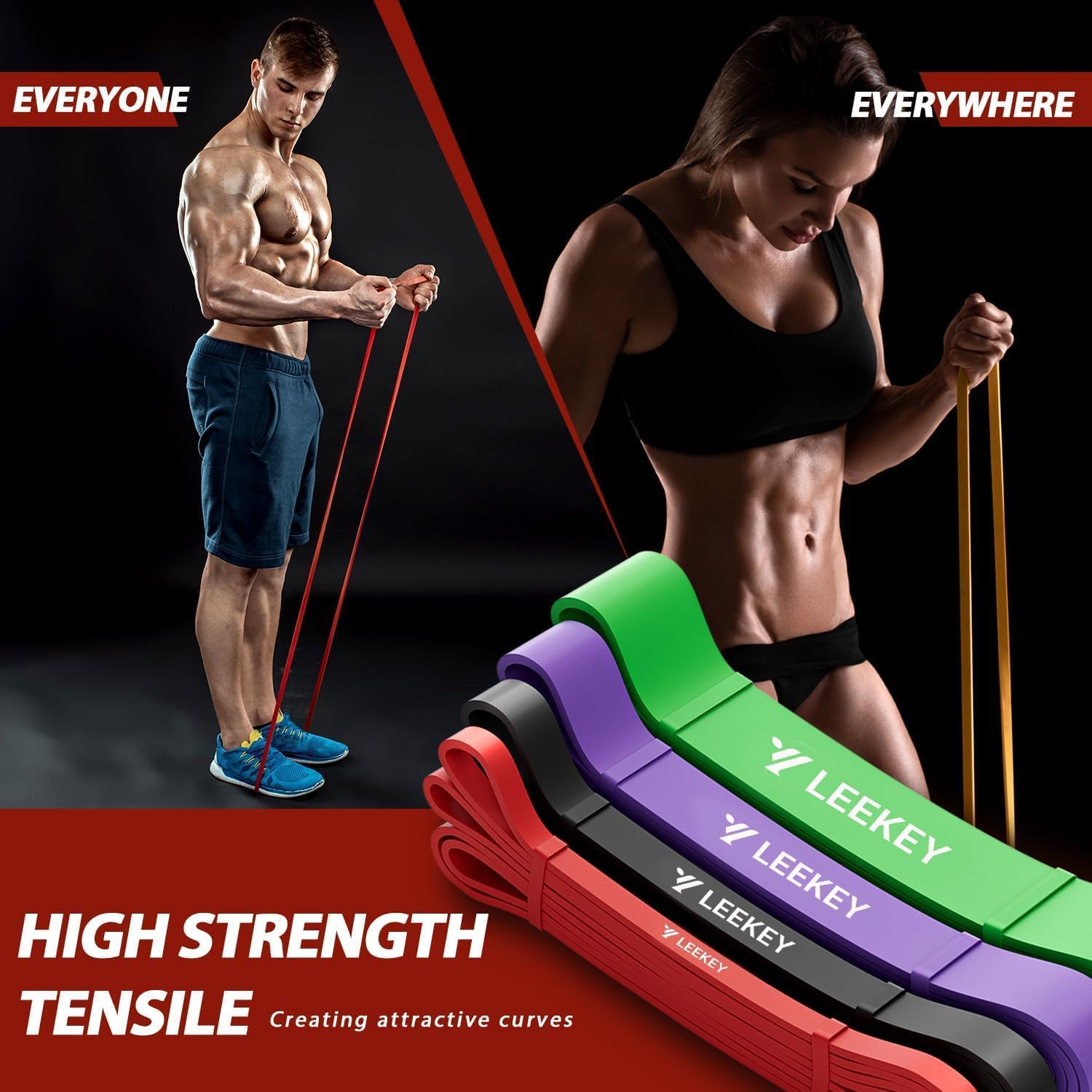 Detalle de LEEKEY Resistance Bands set for home workouts ๐