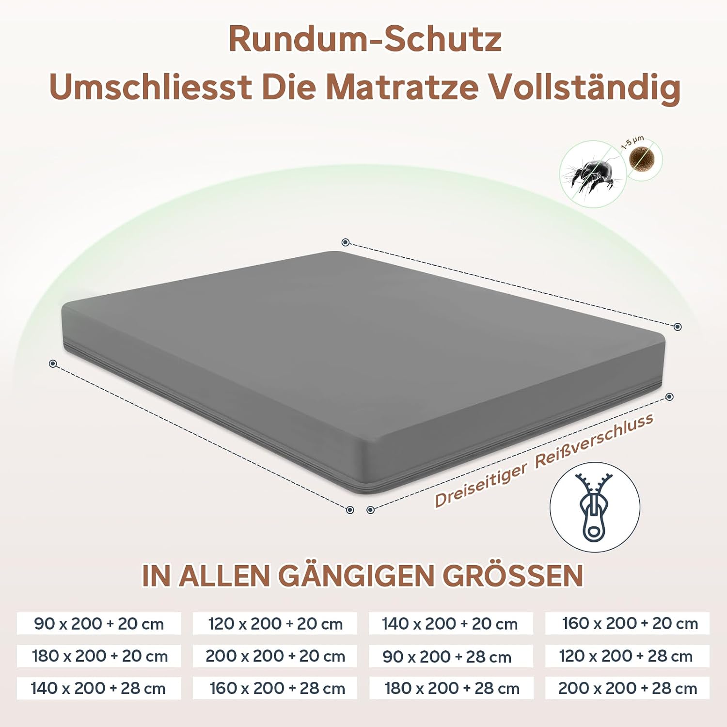 Thumbnail 1 de mafudoxi Milbenbezug Matratze 90x200x28cm – Premium, wasserdichter Matratzenschutz mit dreiseitigem Reißverschluss