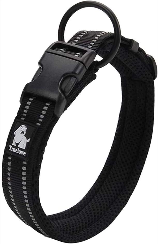 Detalle de Truelove TLC5011 Reflective Premium Buckle Nylon Webbing Dog Collar (2XS, Black)