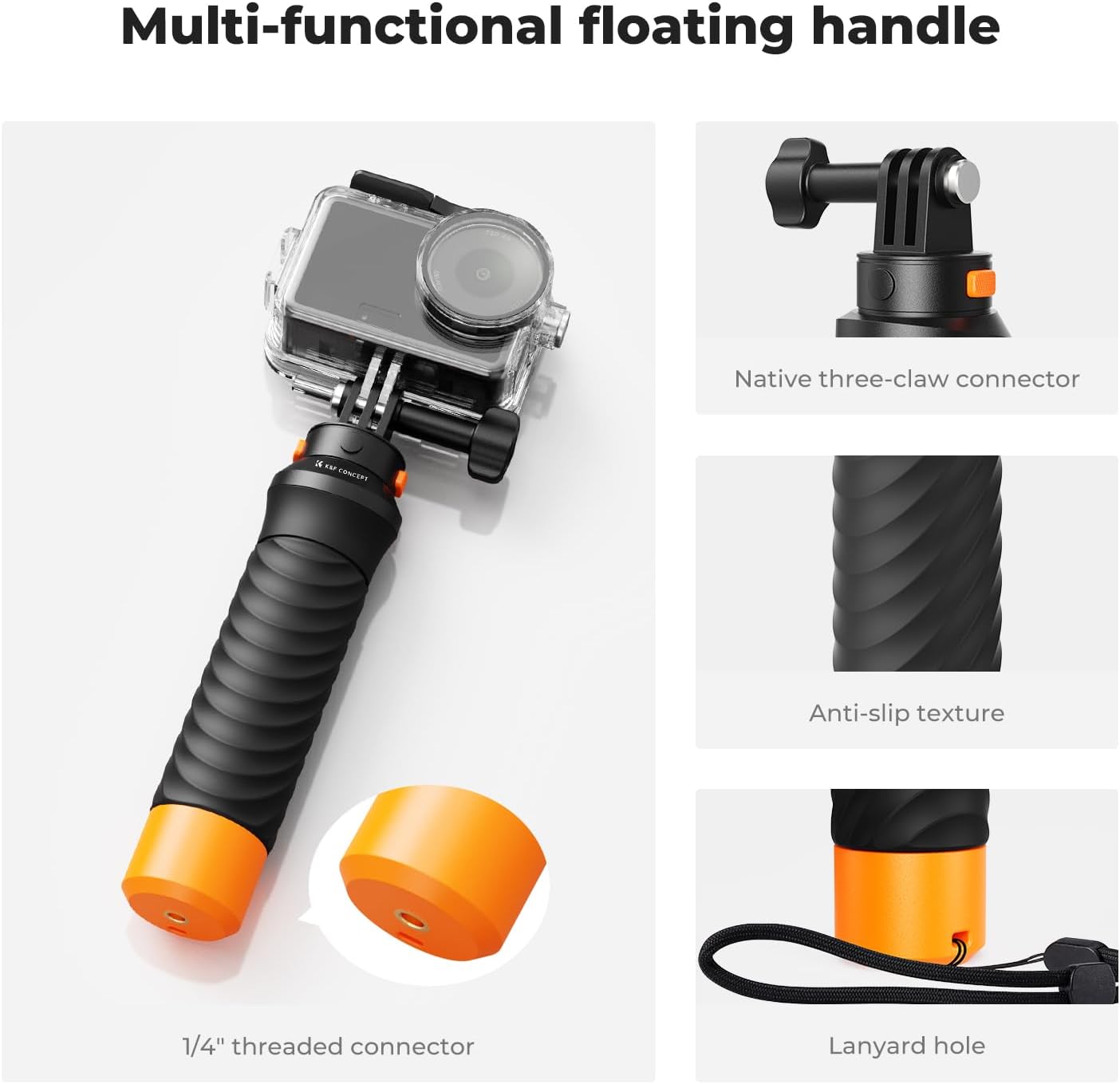 Detalle de K&F CONCEPT 60M/196FT Waterproof Case with Floating Handle Kit for DJI Osmo Action 6