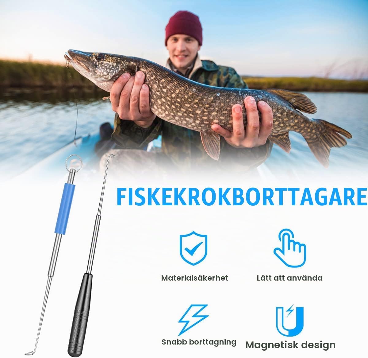 Detalle de Vicloon set med 3 krokborttagare i rostfritt stål med förvaringslåda