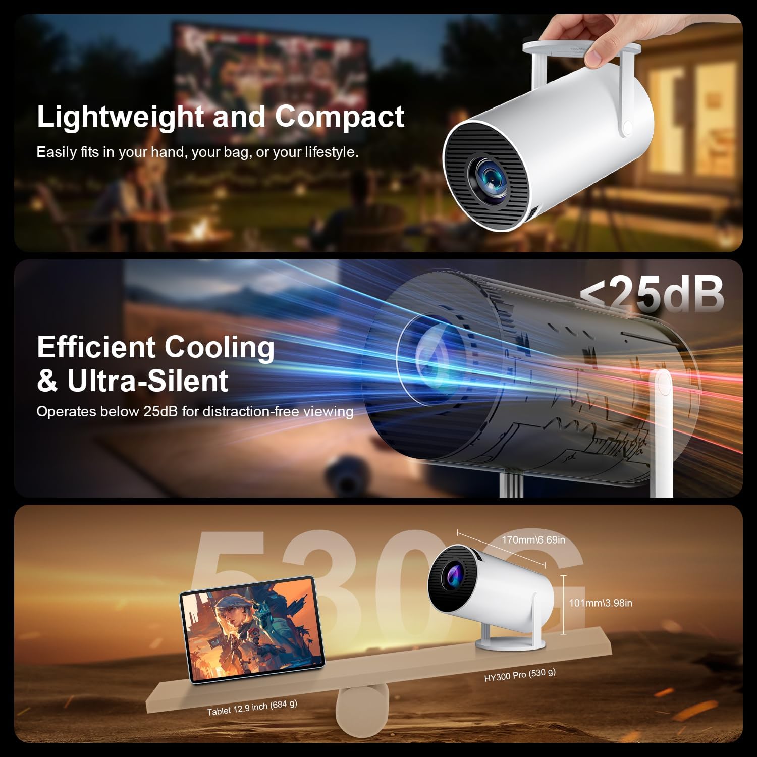Thumbnail 6 de Salange HY300Pro Mini Projector: Compact Android 14 Portable Cinema for Bedroom