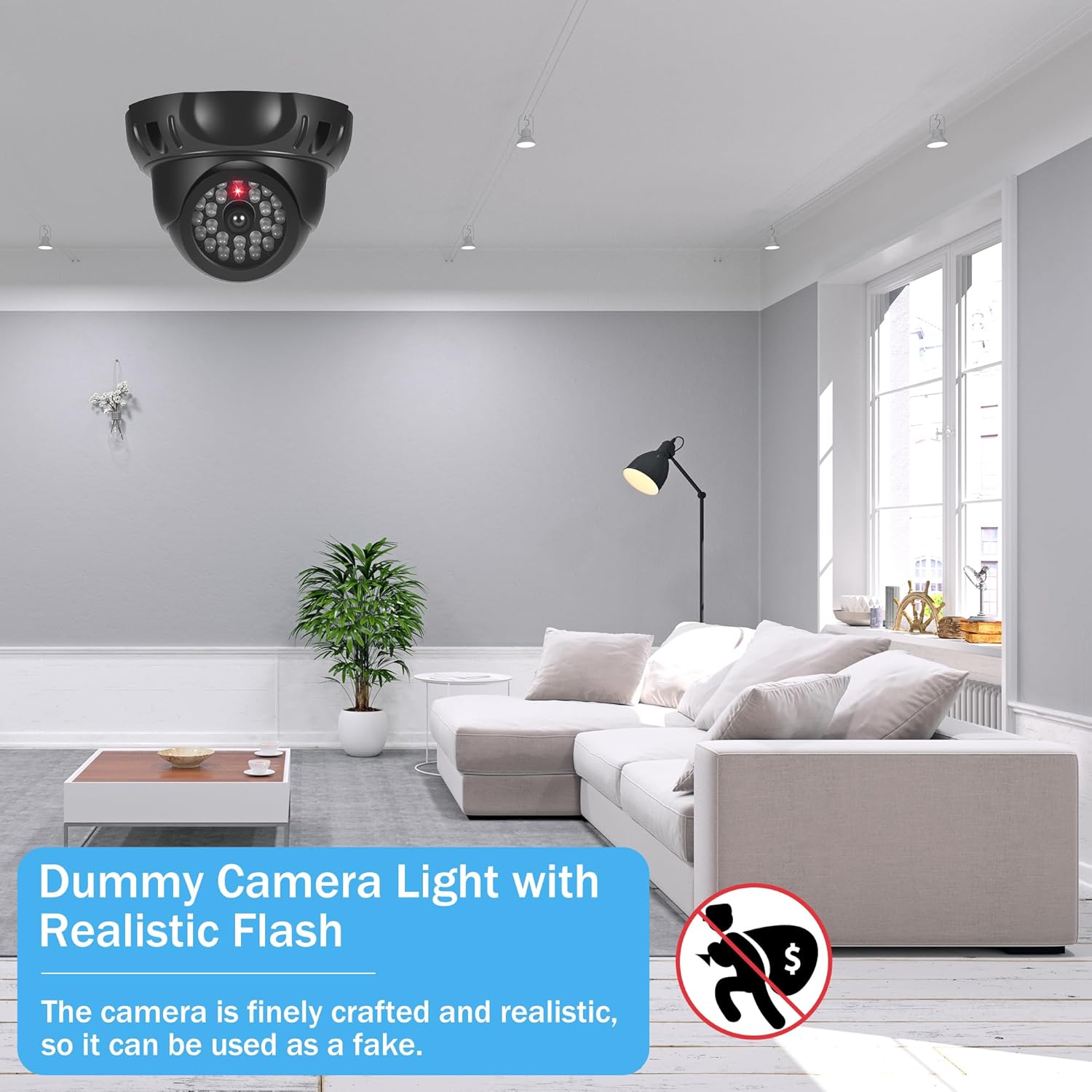 Thumbnail 1 de JIZZU 2Pcs Dummy Cameras: Realistic Fake CCTV for Indoor/Outdoor Use