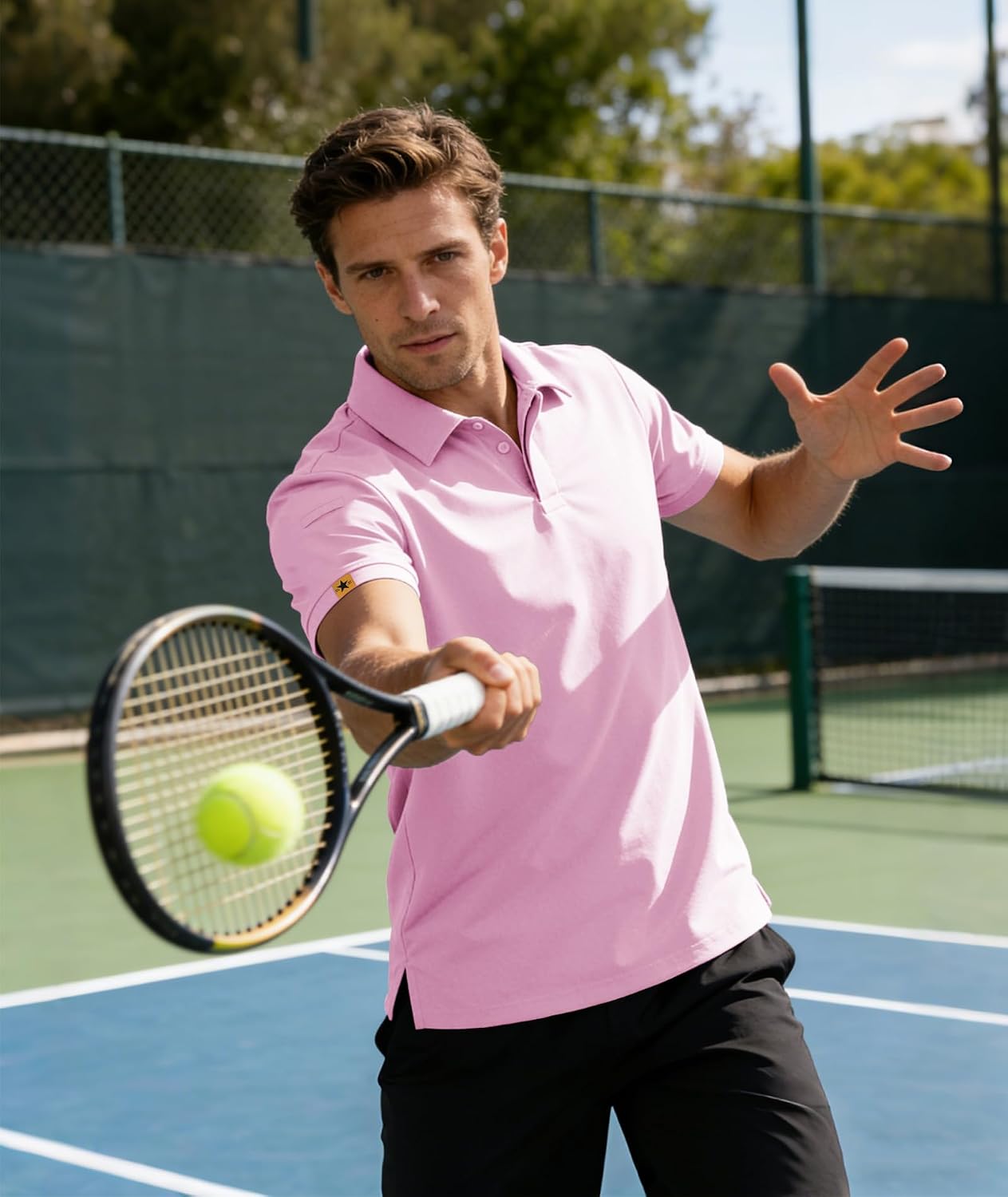 Detalle 2 de JACKETOWN Men Polo Shirt Short Sleeve – Breathable Tennis & Golf Polo