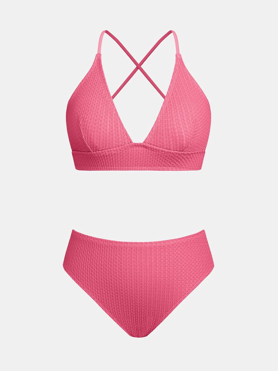 Detalle de CUPSHE Maillot de Bain Deux Pièces pour Femme — Décolleté en V et Nœud Dos, Taille Mi-Haute