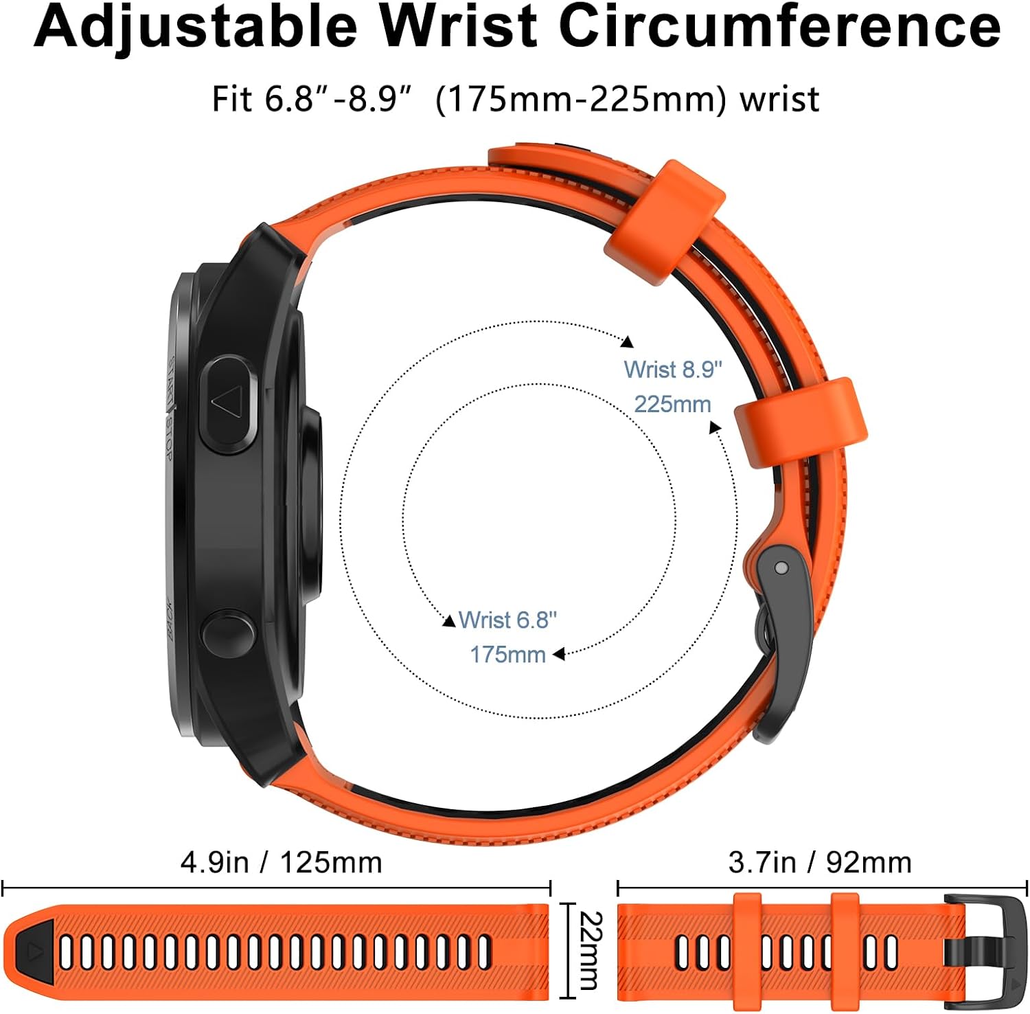 Detalle de ISABAKE 22mm silicone watch strap for Garmin Forerunner 965/955 (and Forerunner 945/935, Fenix 5)