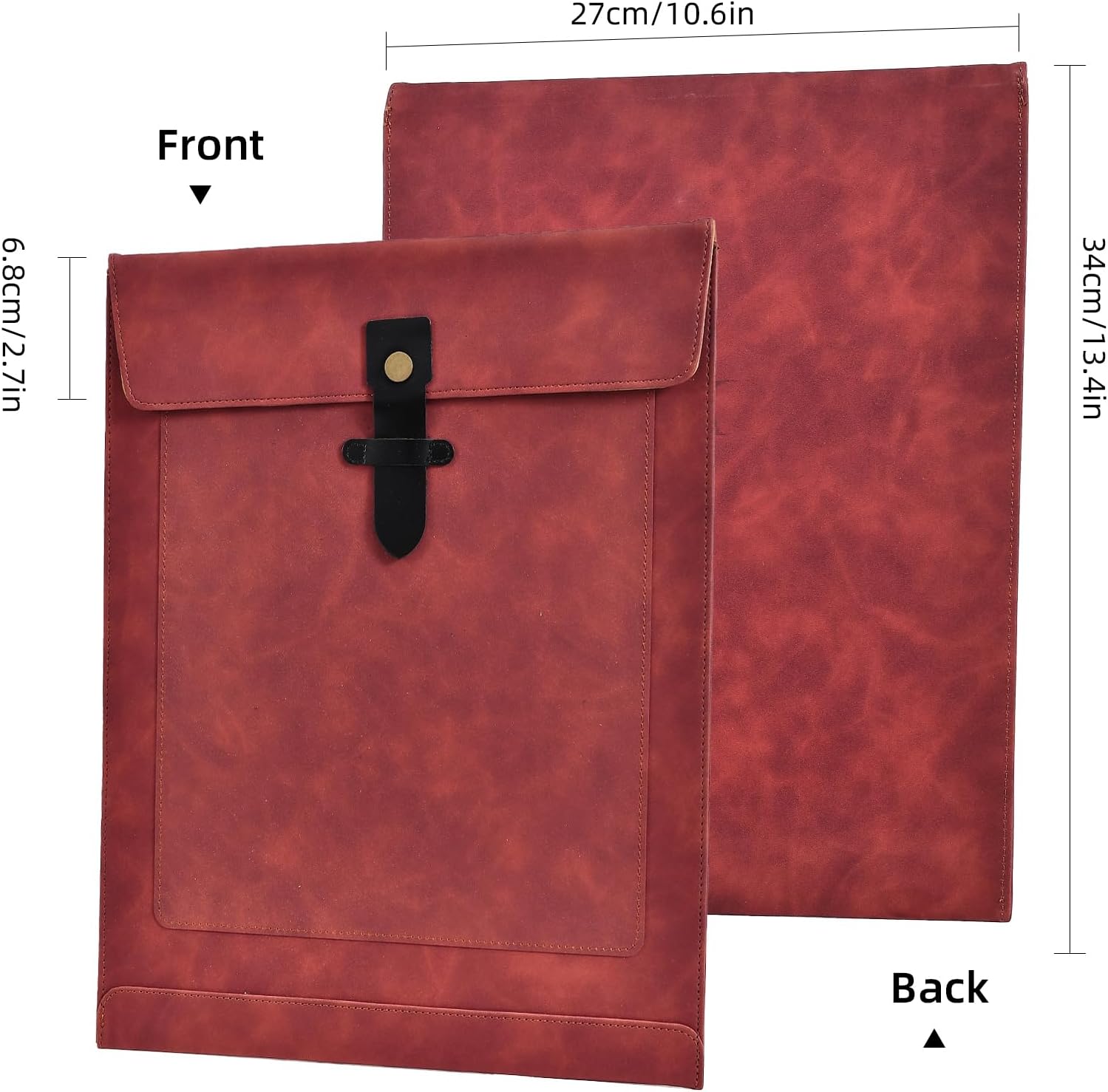 Thumbnail 2 de QIXIN Brown Matte PU Leather File Folder (A4) with Button Closure