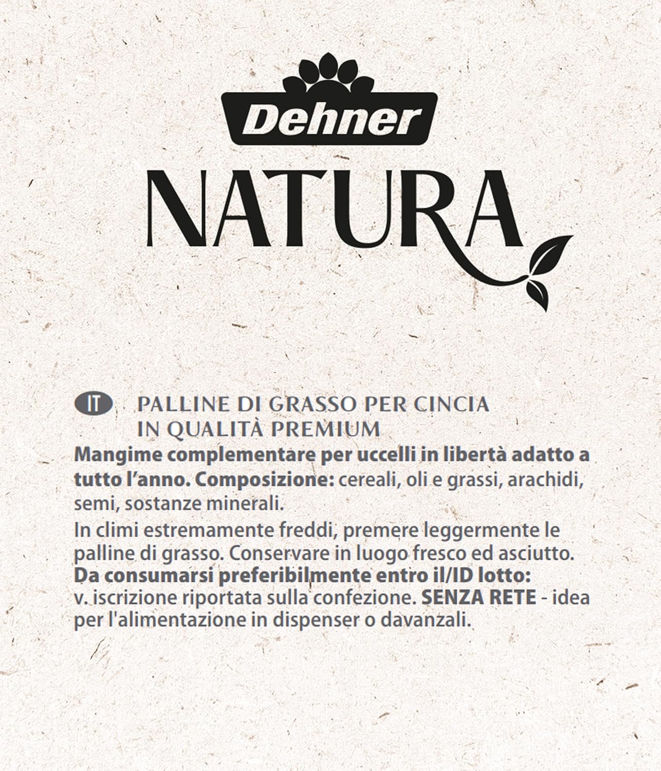 Detalle 2 de Dehner Natura Premium Mangime per uccelli selvatici – palline per cinciallegra, 2,7 kg (30 pezzi da 90 g) senza rete