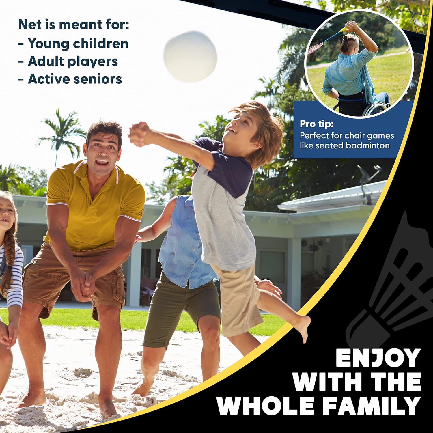 Detalle de Boulder Portable Badminton Pickleball Net with Foldable/Extendable Poles (Up to 5 ft) for Multi-Sport Play