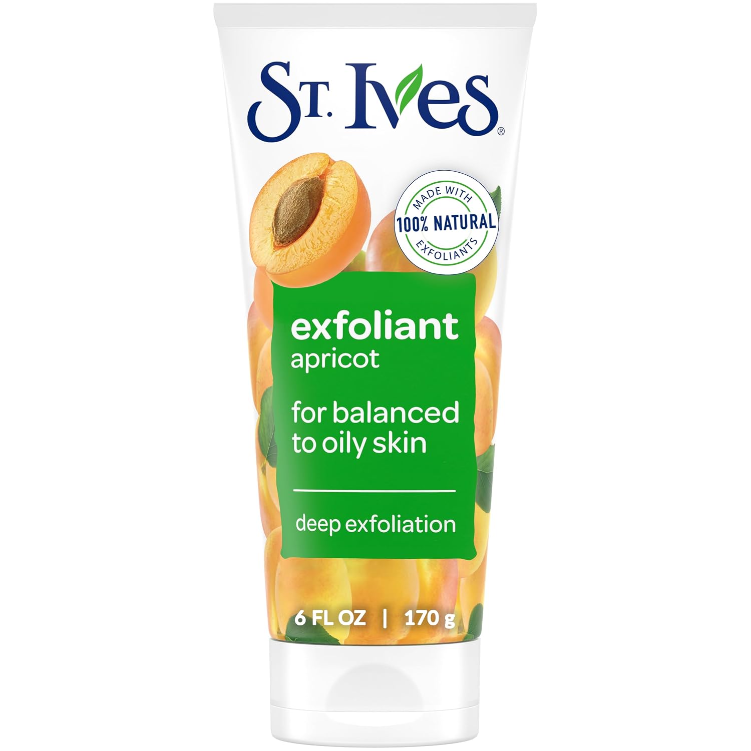St. Ives 00077043113554 Fresh Skin Apricot Face Scrub, Deep Exfoliating, Oil-Free, 6 oz