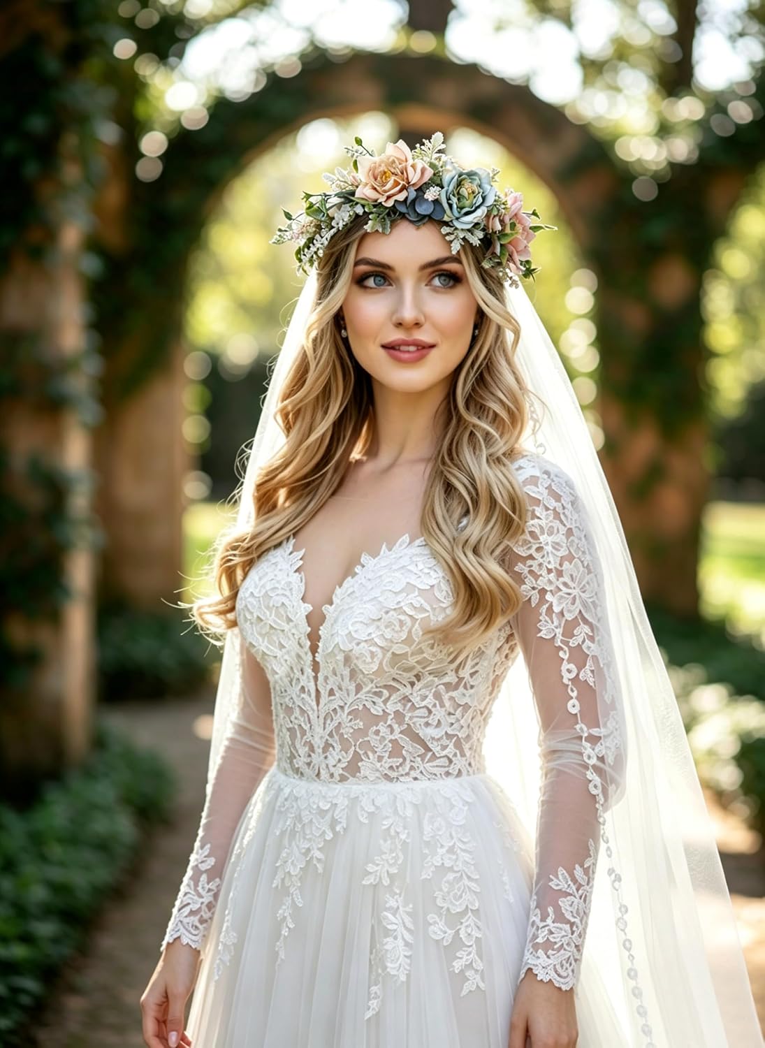 Detalle 2 de Vivivalue Floral Crown with Fabric Flowers