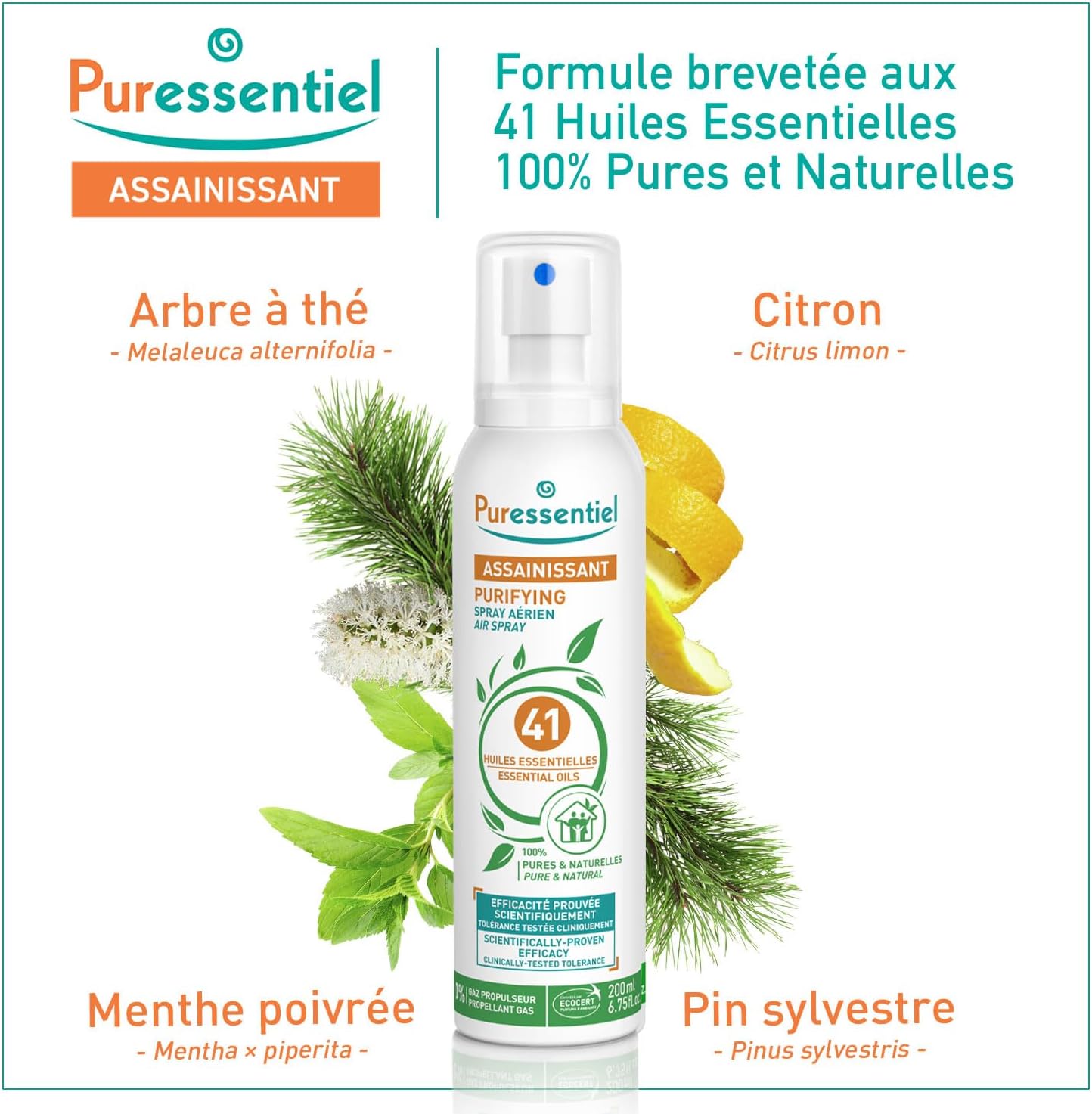 Detalle de Puressentiel Assainissant – Spray aérien 41 huiles essentielles, 200 ml