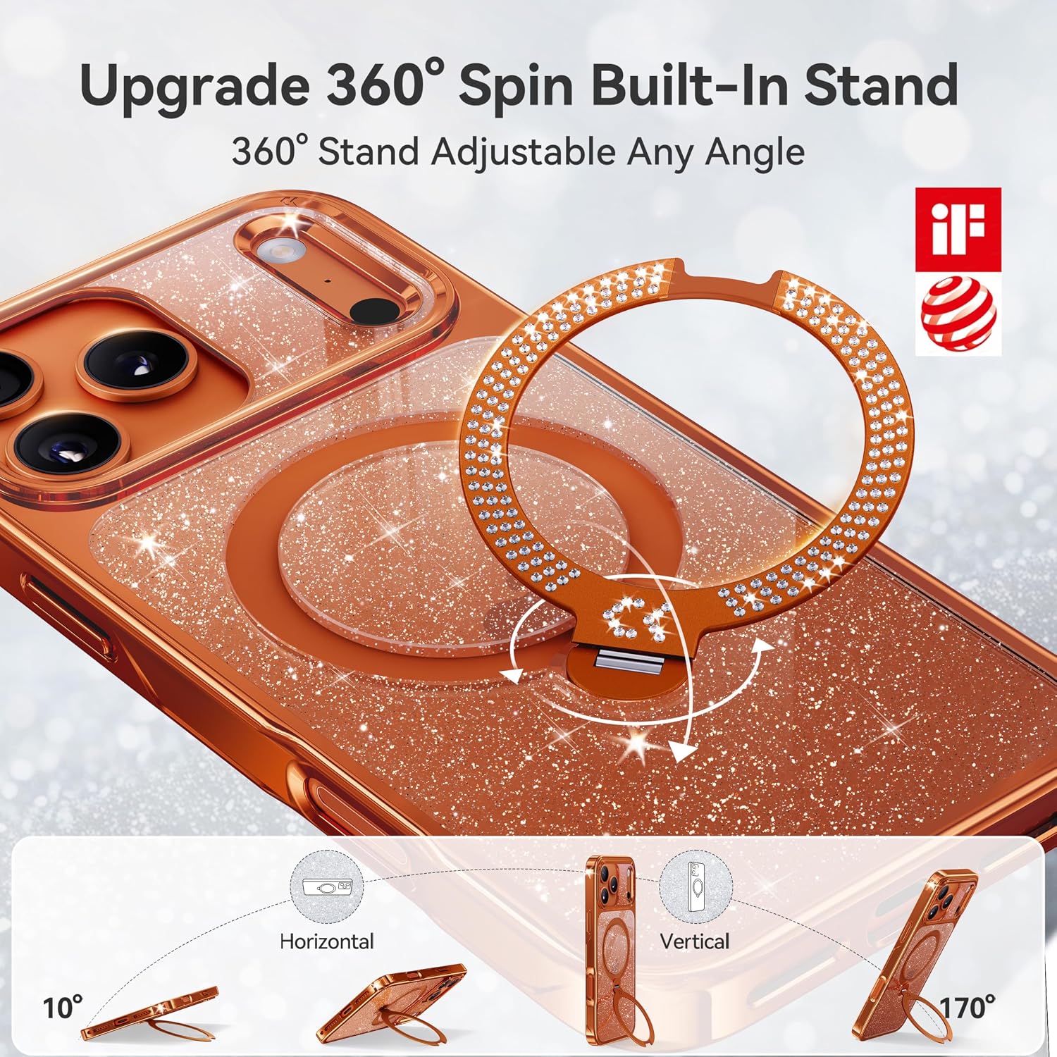 Thumbnail 3 de CASEKOO Cosmic Orange Swarovski iPhone 17 Pro Max 17FT drop protection