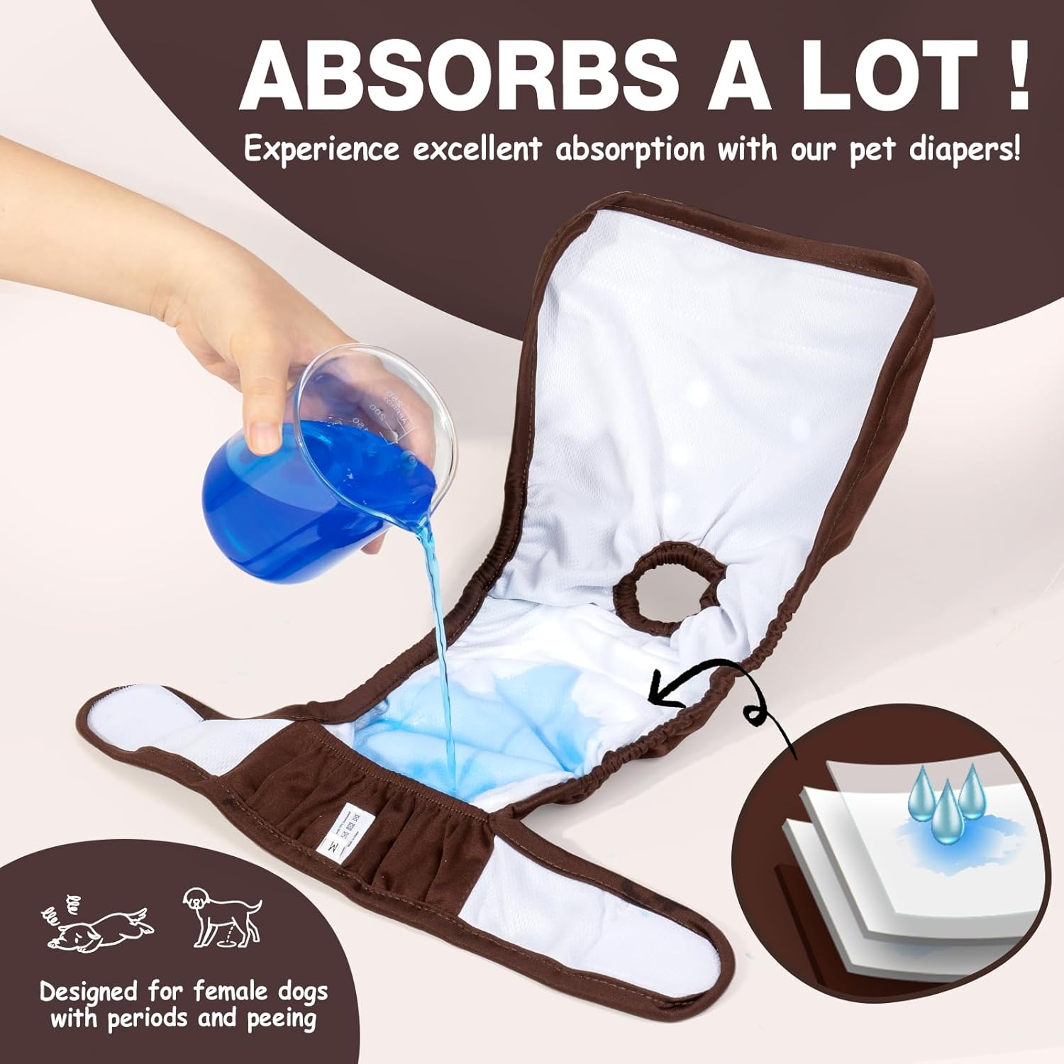 Thumbnail 3 de Pet Soft Dog Nappies Female (3 Pack) Large – Washable, Leak-proof Dog Period Pants