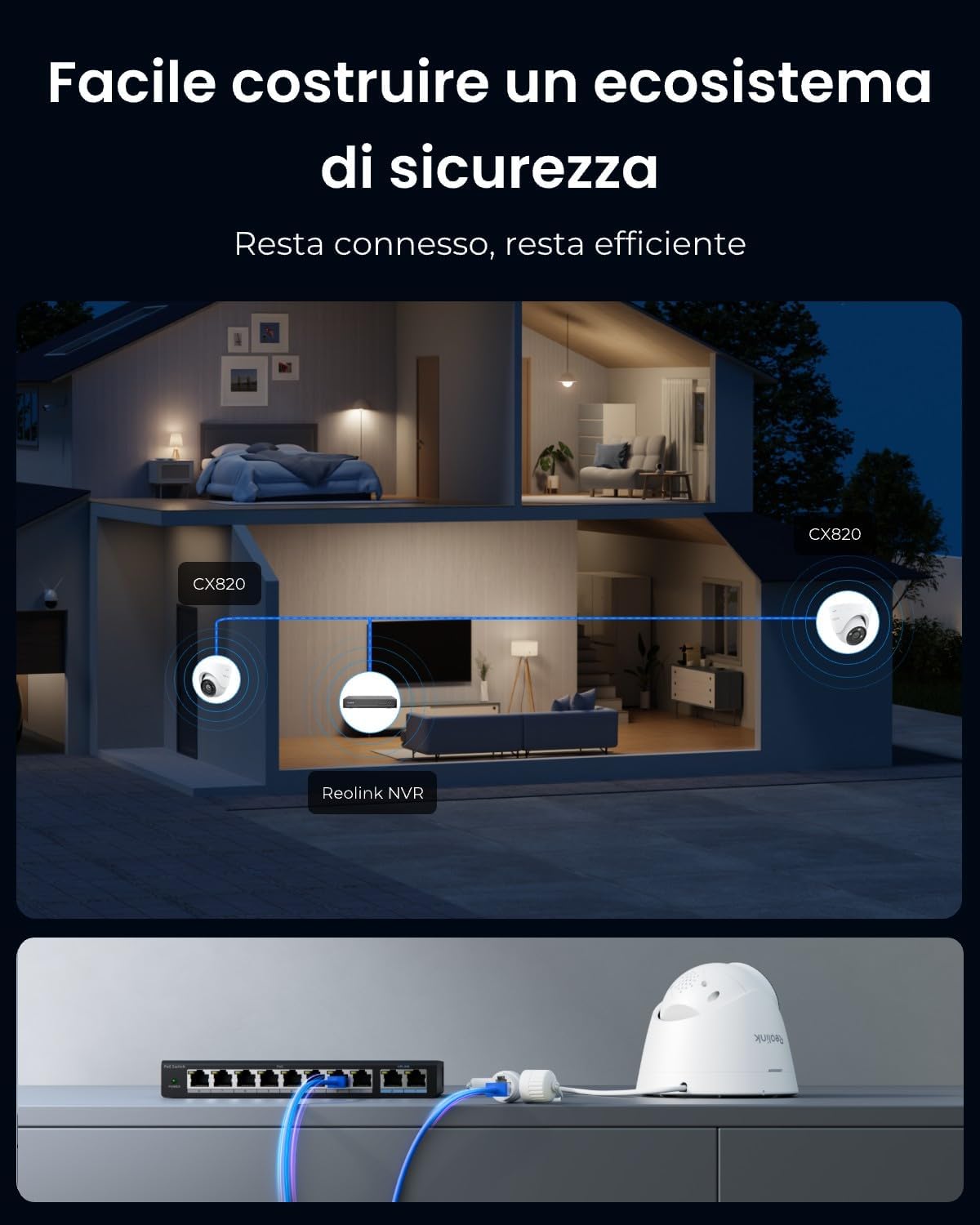 Thumbnail 5 de Reolink PoE CX820 (4K) telecamera esterna con visione notturna a colori, HDR e rilevamento uomo/veicolo/animale