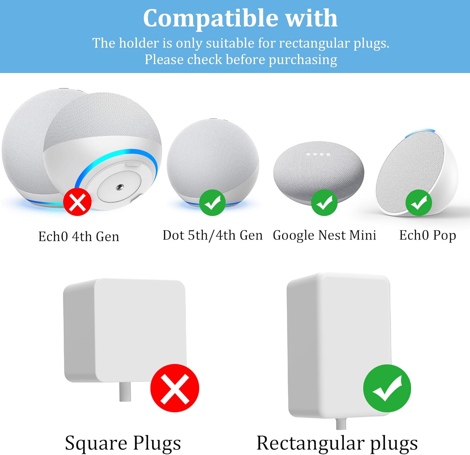 Thumbnail 1 de Cozycase Steckerhalterung für Pop/Dot/Google Nest mini – platzsparende Wand-/Wall-Ständerhalterung mit Kabelmanagement (weiß)