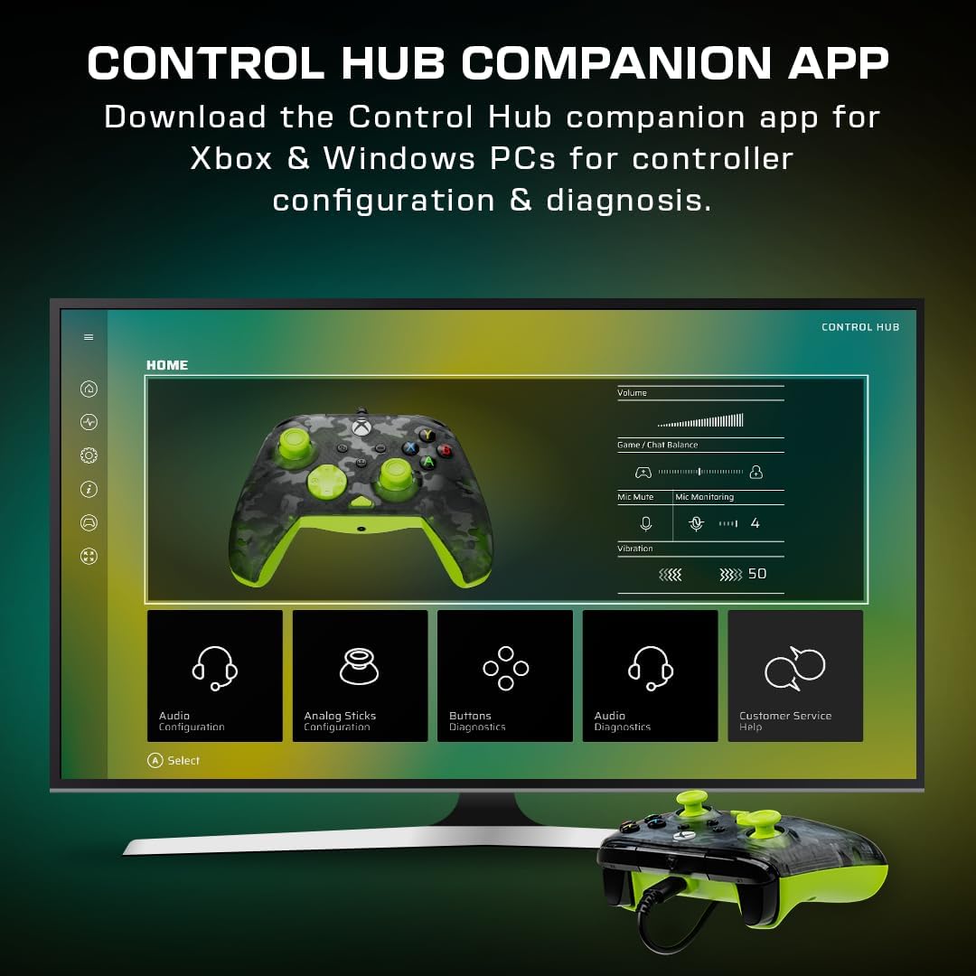 Detalle de Turtle Beach Rematch Core Camouflage Nero/Giallo – Gamepad cablato con licenza Xbox e PC