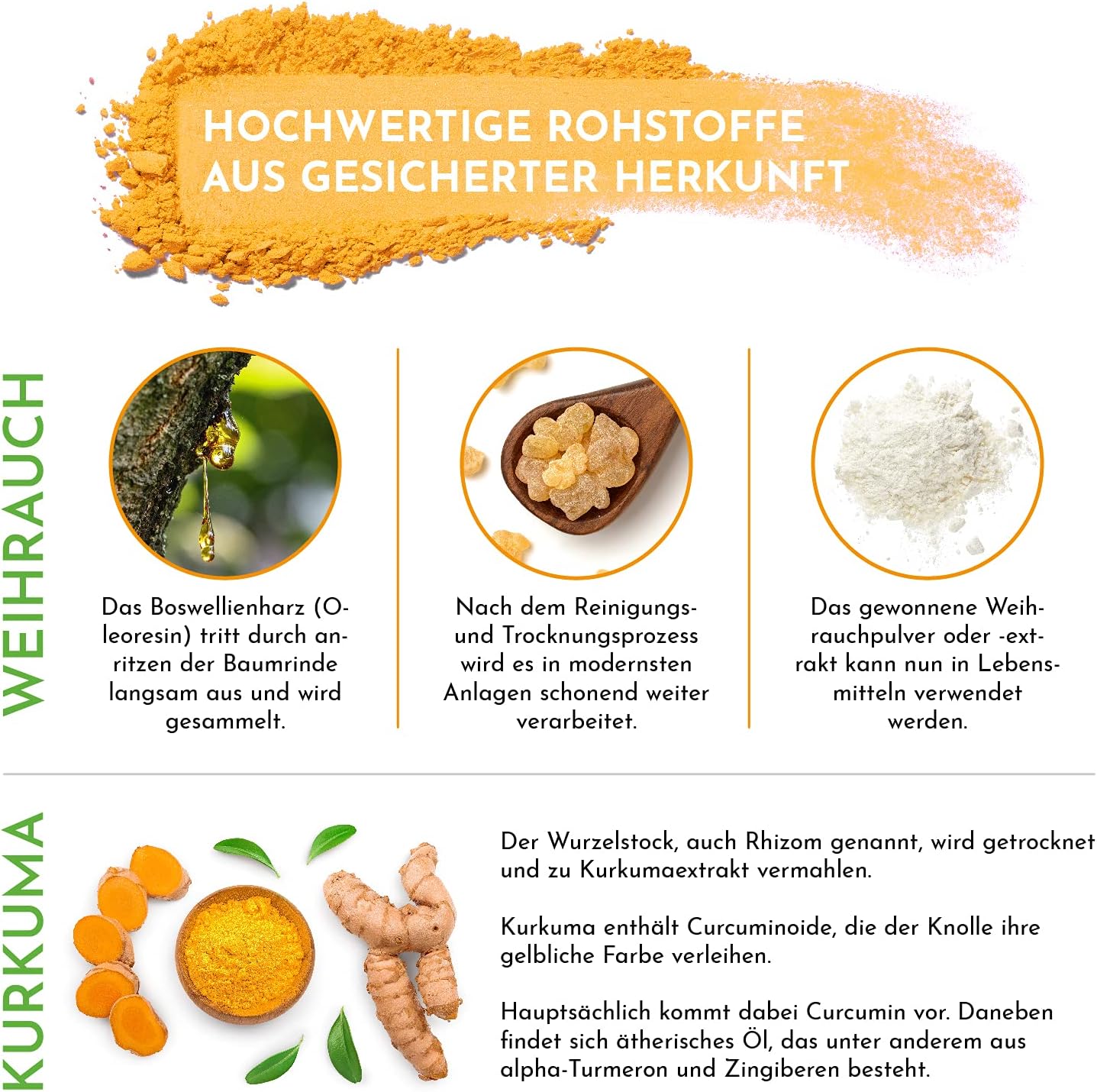 Detalle de 2x VROODY Weihrauchkapseln hochdosiert Boswellia Serrata 2000mg + Curcuma 125mg – vegan, ohne Zusätze, 2x180 Kapseln