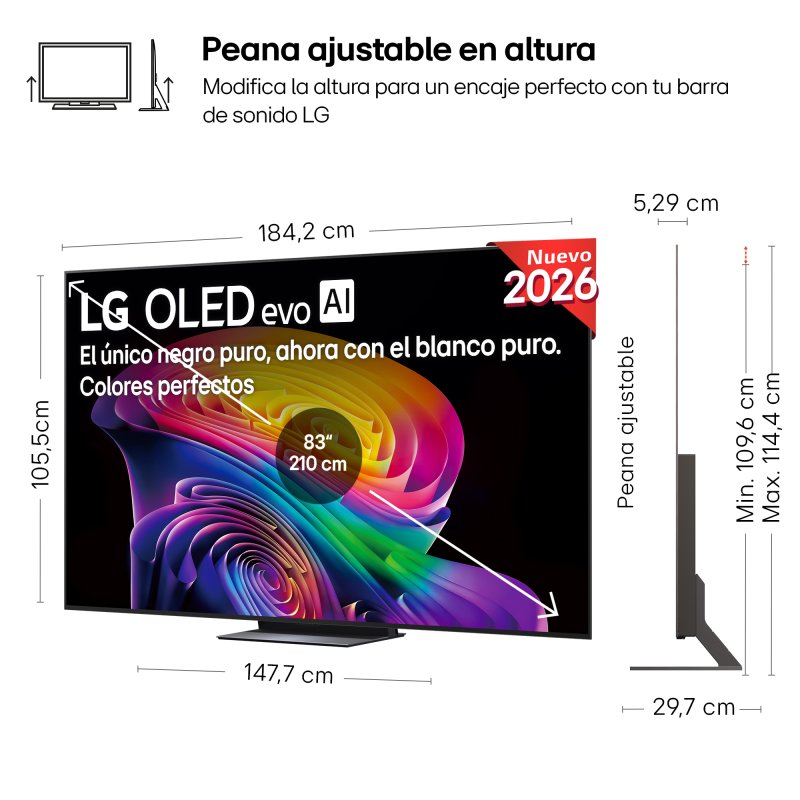 Detalle 2 de LG OLED evo AI 83C64LA: TV OLED de 83" para cine en casa y gaming de alto rendimiento