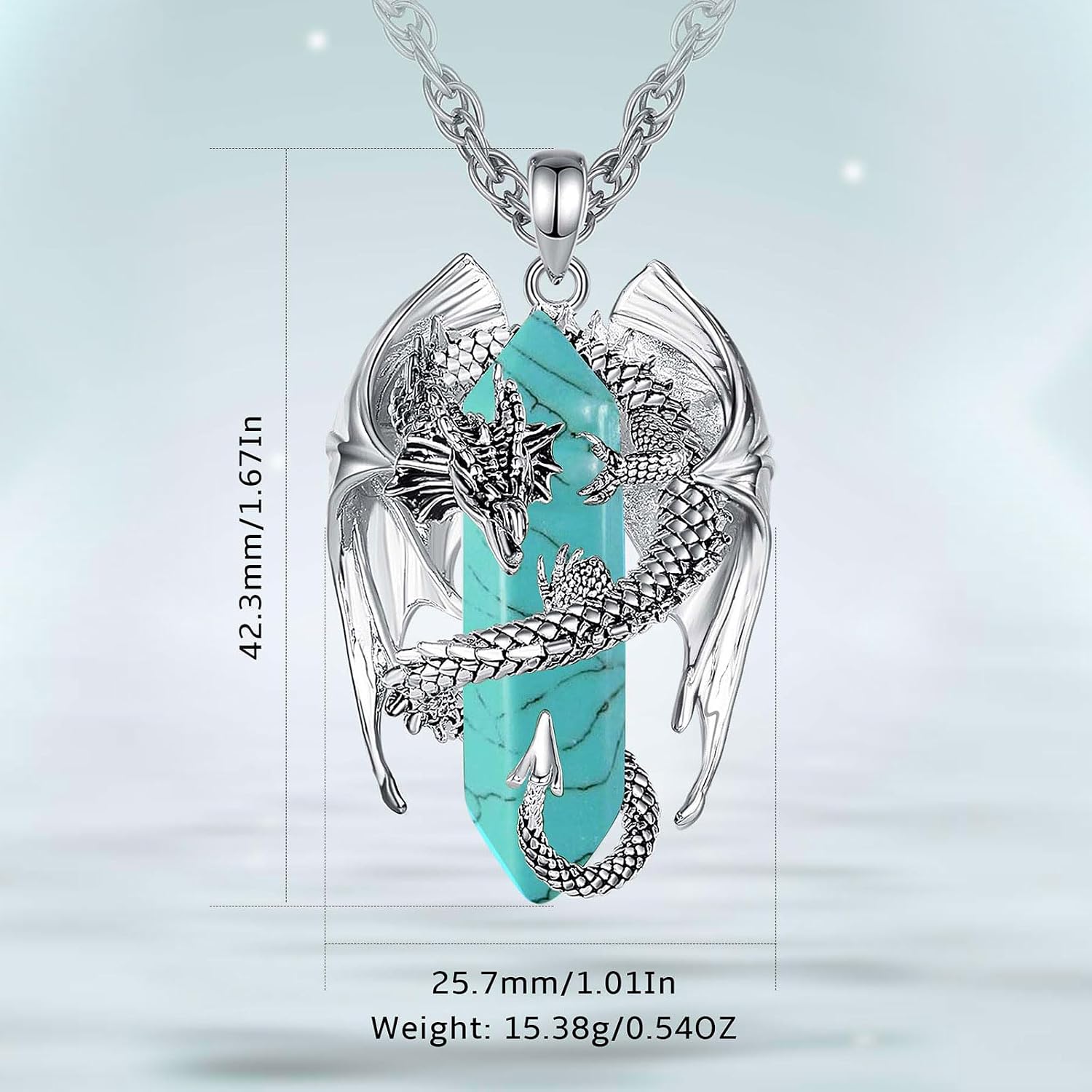 Thumbnail 6 de INFUSEU Kristall Drachen Kette Nordischer Drache