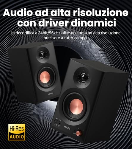 Detalle de Edifier MR3: Altoparlanti da Studio Compatti 2.0 con Bluetooth 5.4 e Controlli Frontali