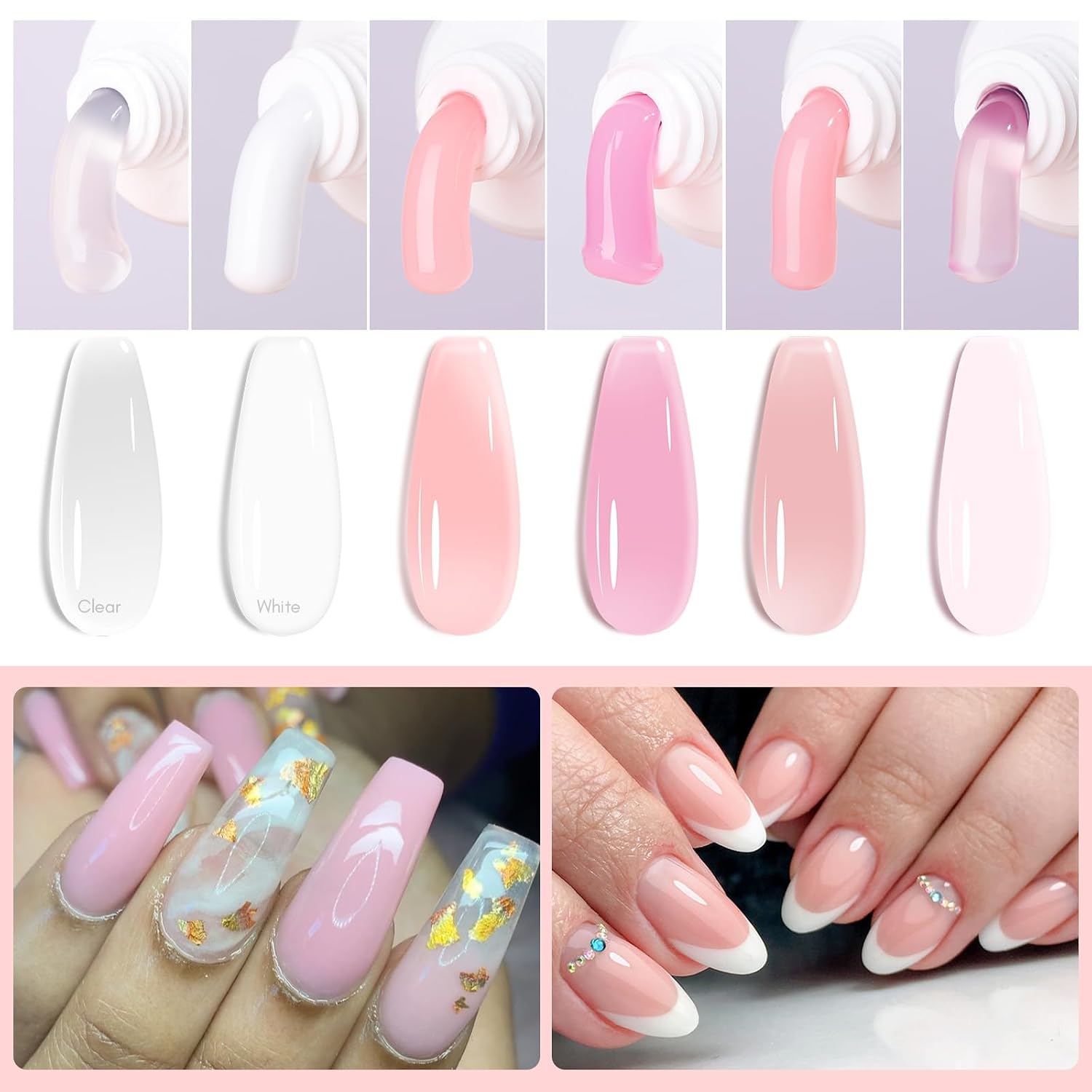 Detalle de Makartt Poly Nagel Gel Starter Set – 6 Farben Classic Builder für Nagelverlängerung