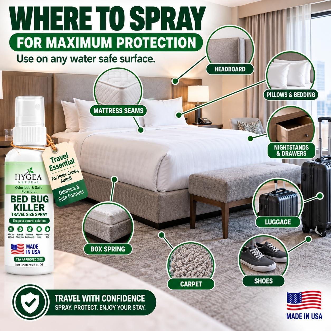 Thumbnail 4 de Hygea Natural EXT-1001 Travel Bed Bug Spray, TSA-Approved 3 oz Formula