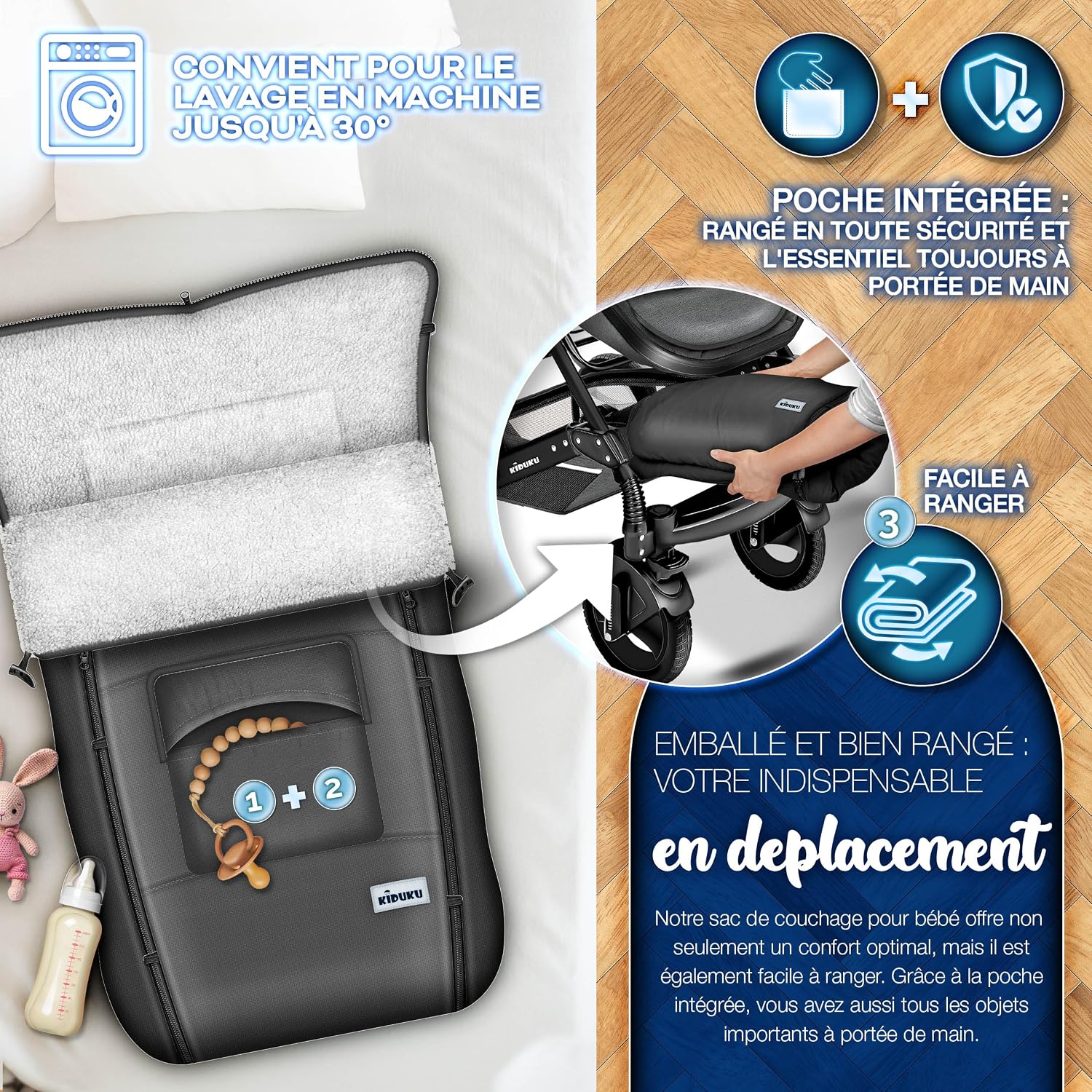 Detalle 2 de KIDUKU Chancelière poussette 1 poche
