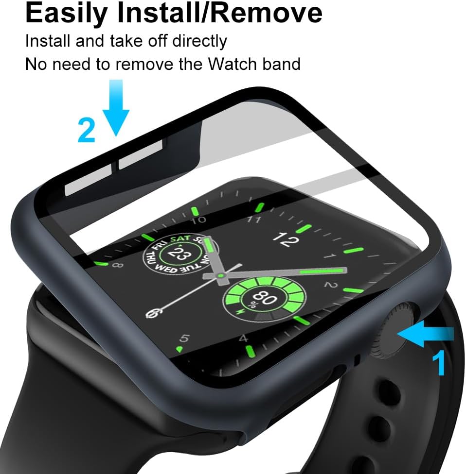 Thumbnail 3 de OFFCUP fodral för Apple Watch 40 mm med härdat glas, nattblått, 2-pack