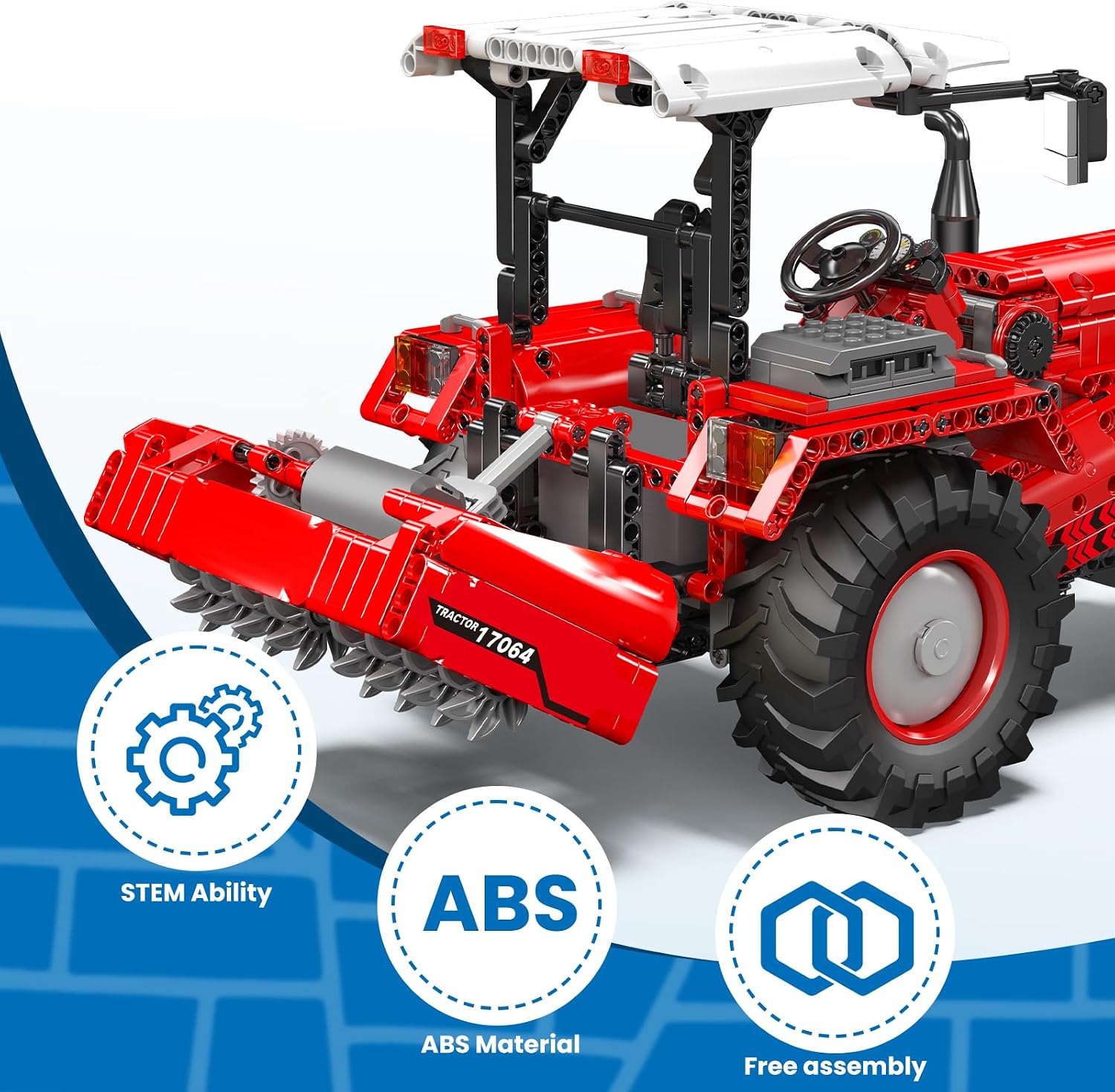 Thumbnail 6 de Mould King 17064 Technik 3 in 1 Ferngesteuerter Traktor Harvester – 1857 Teile, App- und Fernsteuerung