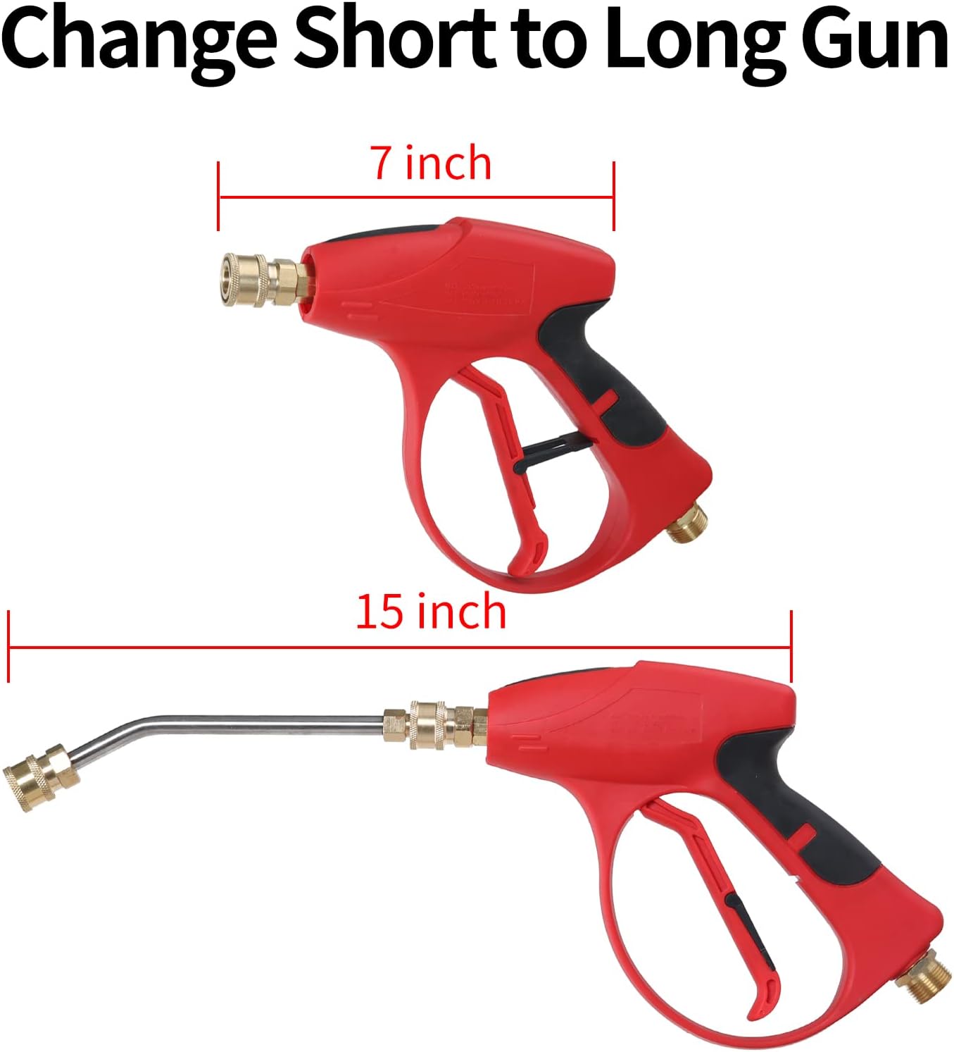 Detalle 2 de Sooprinse Short Pressure Washer Gun 3000 PSI with 7-Inch Curved Wand and 5 Nozzle Tips