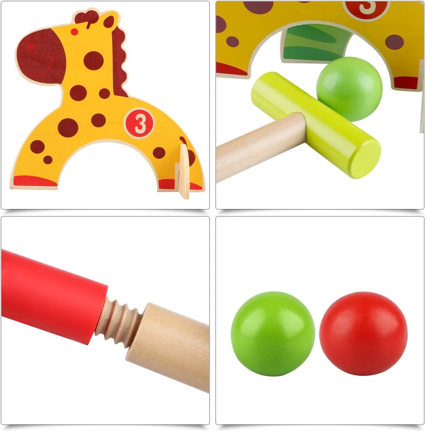 Detalle de Wondertoys Wooden Animals Croquet Set – Educational Outdoor Play for Kids