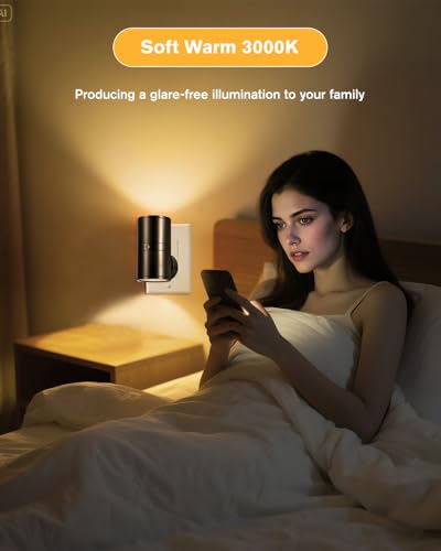 Detalle de Enchufe de luz nocturna LED Carehabi con sensor de atardecer a amanecer y brillo regulable