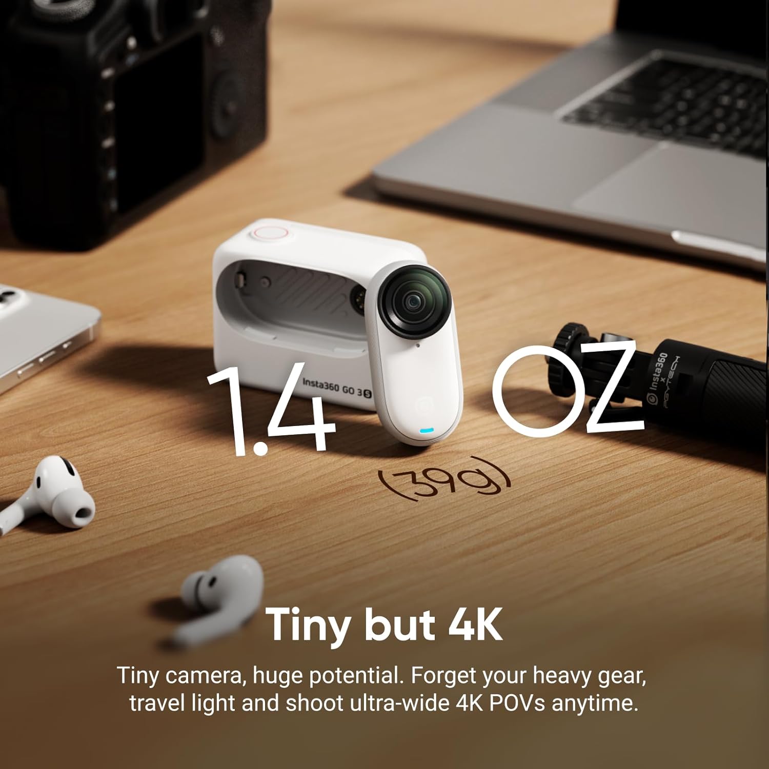 Thumbnail 1 de Insta360 GO 3S 64GB (Arctic White) — tiny 4K action vlogging camera with hands-free POVs and stabilisation