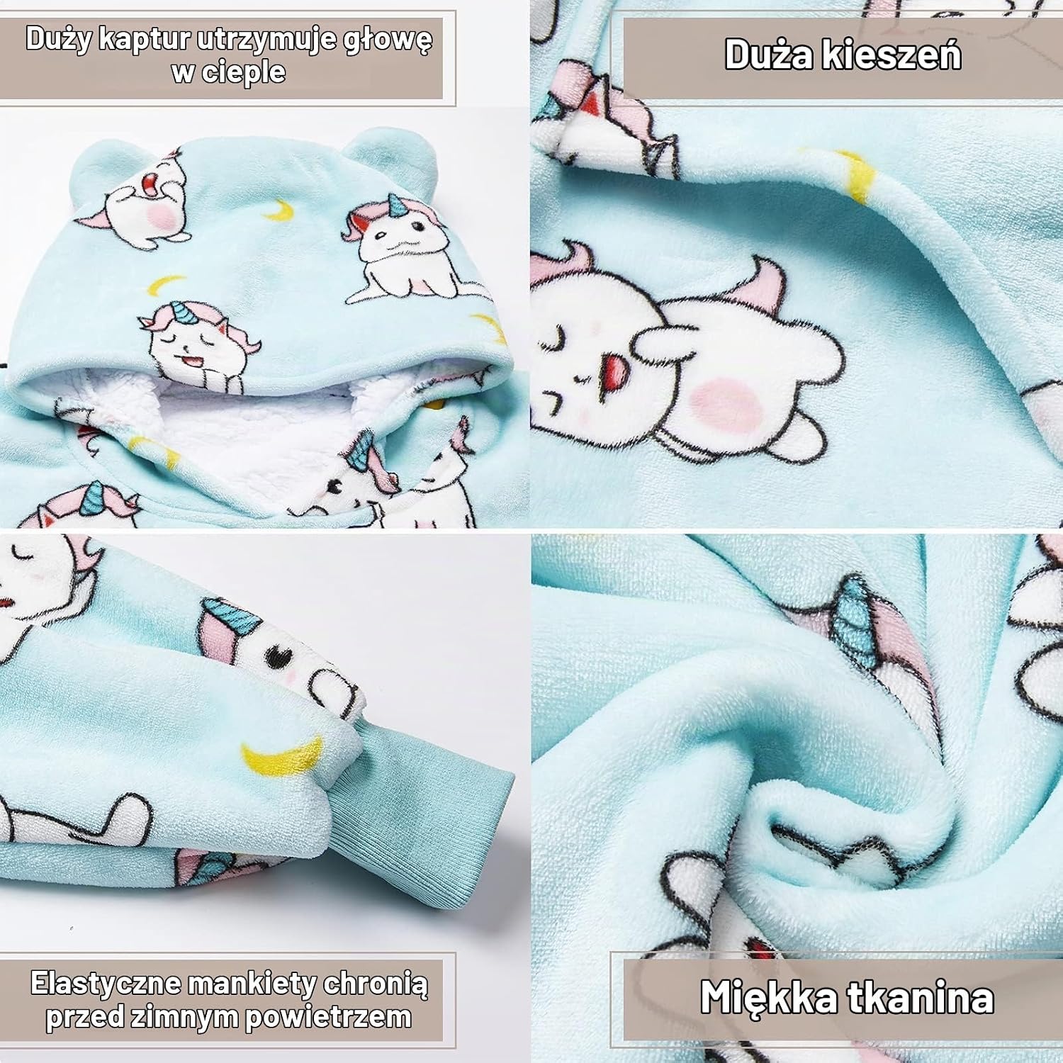 Thumbnail 6 de THREE POODLE Wearable Blanket Hoodie – koc z kapturem z sherpy i polaru