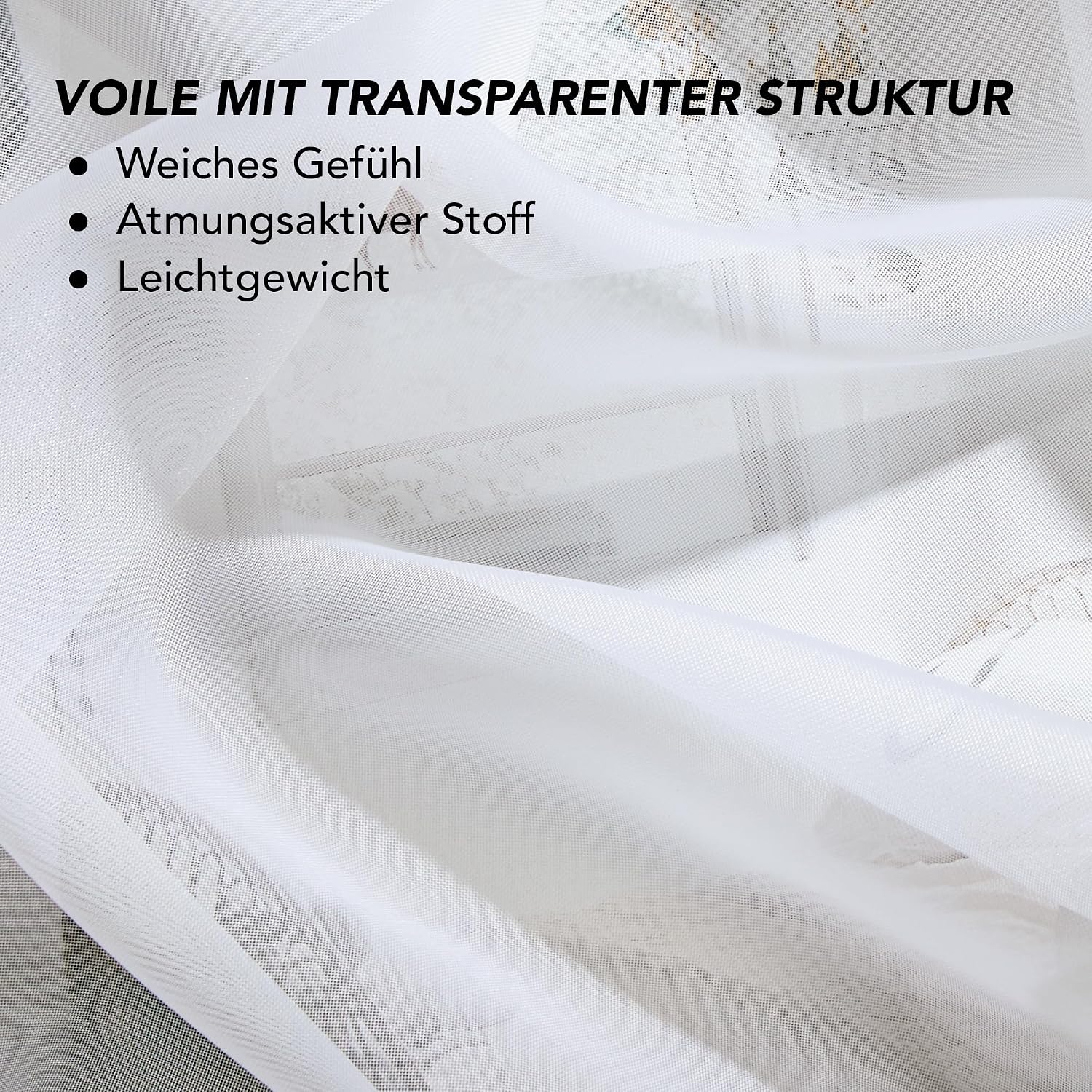 Detalle 2 de Deconovo Rideau Voilage 300×245 cm Blanc