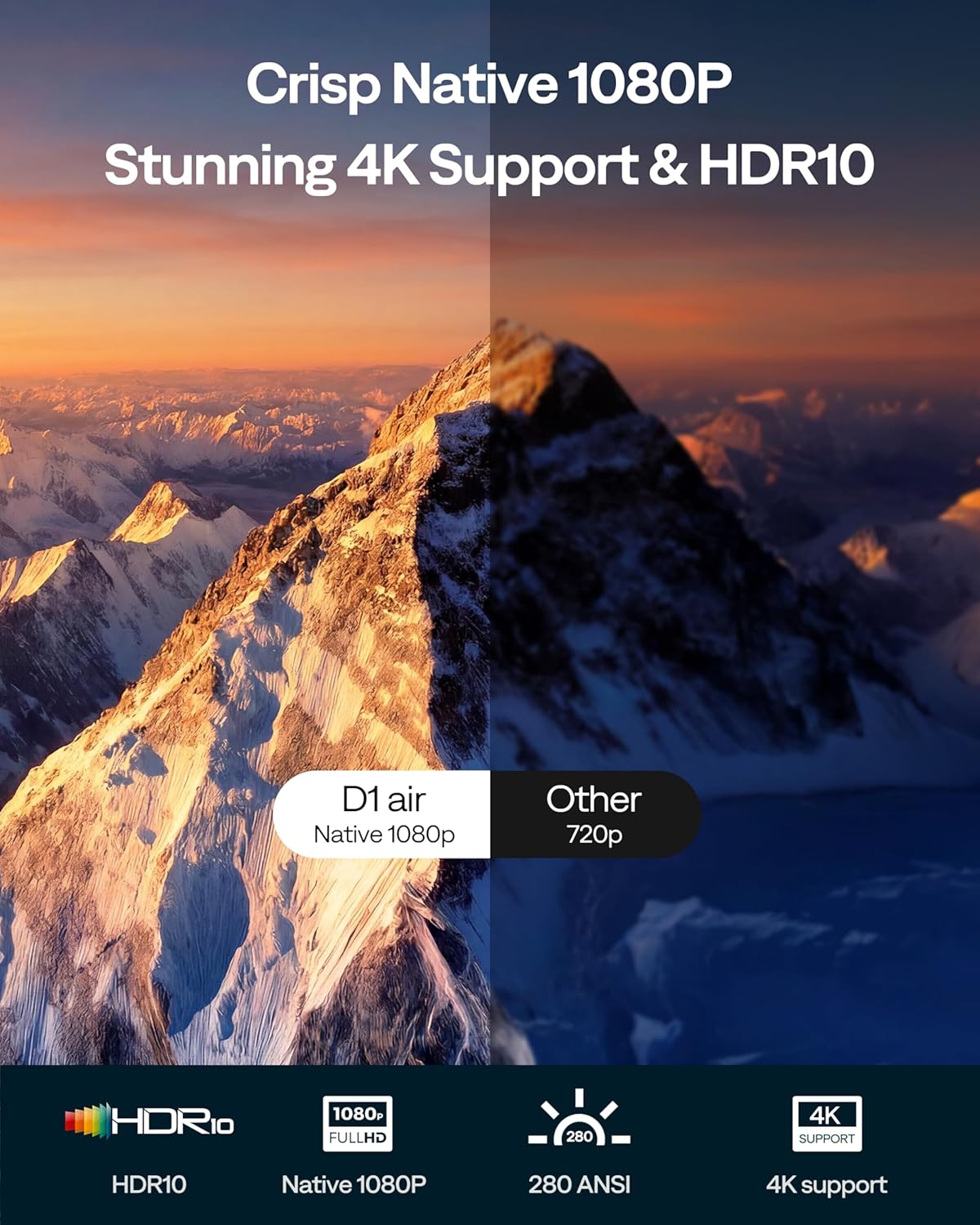 Thumbnail 3 de Aurzen D1 Air smart portable projector with built-in Netflix, Native 1080P HDR10 and USB-C power (White)