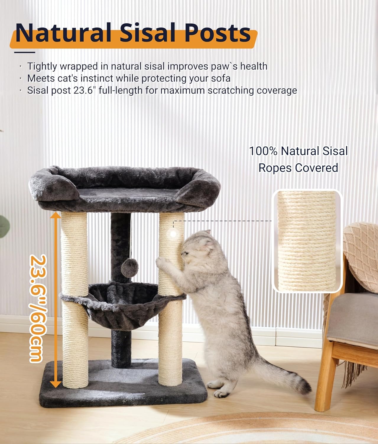 Thumbnail 6 de Happi N Pets 71CM Cat Tree Tower