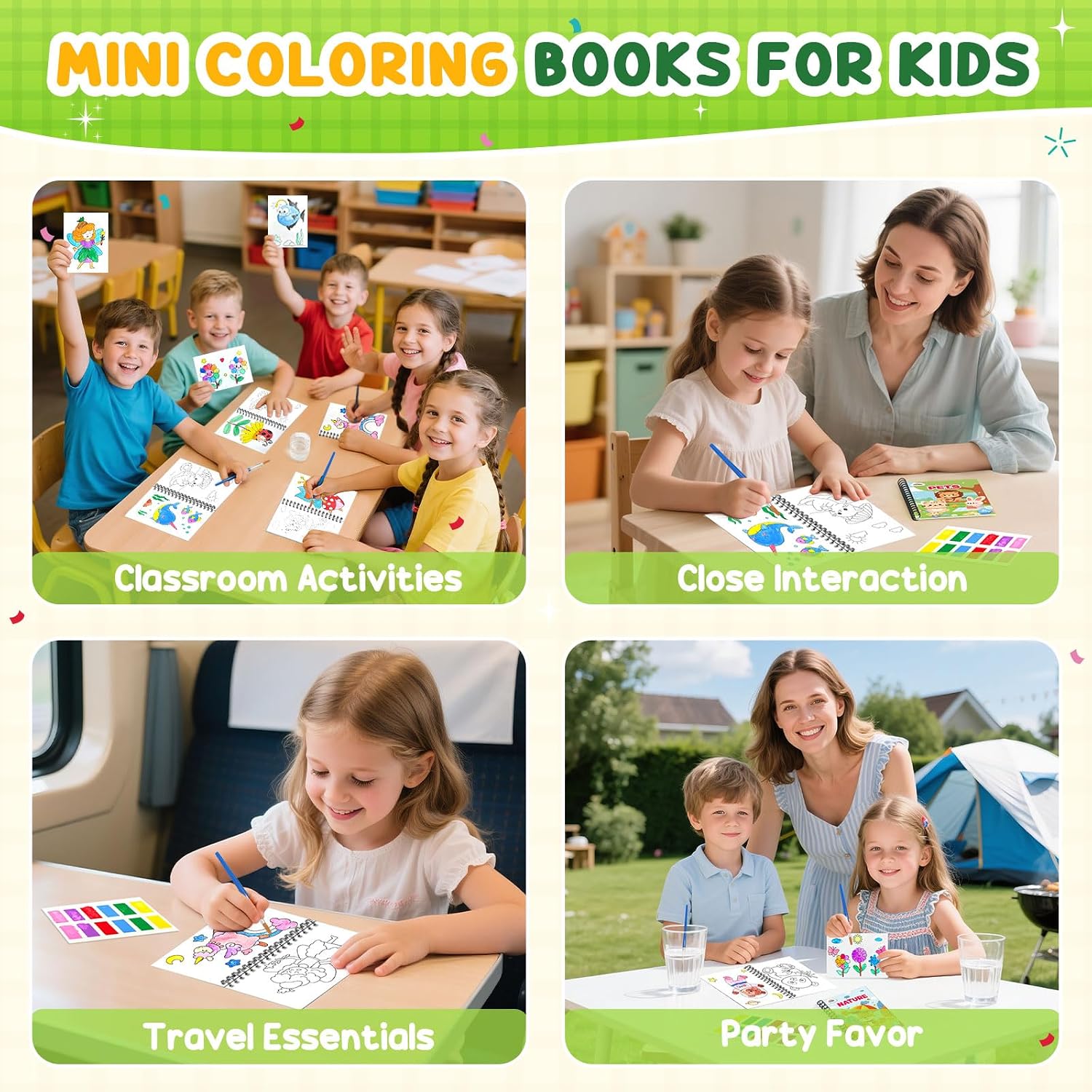Detalle de ZMLM Libri da Colorare Gadget Compleanno per Bambini, 48 Mini Libri ad Acqua con 8 Temi – Regali Pronti da Consegnare