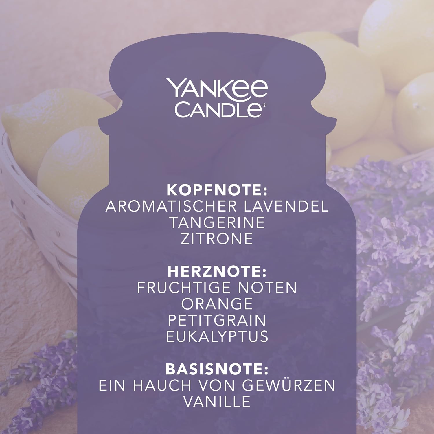 Thumbnail 3 de Yankee Candle Große Duftkerze im Glas Lemon Lavender – 623 g, 110–150 Stunden Brenndauer