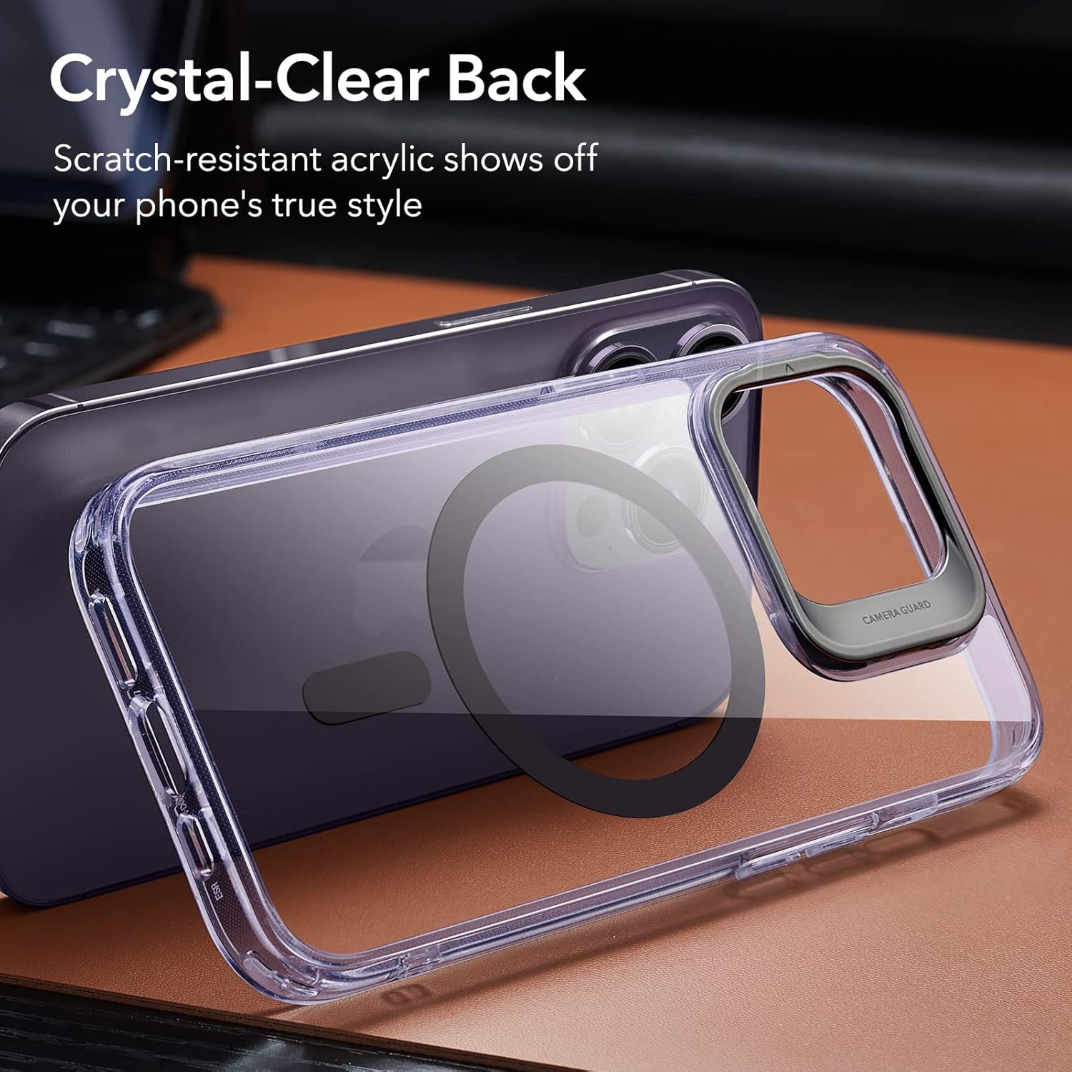 Thumbnail 6 de ESR iPhone 14 Pro Magnetic Clear Case with stand (MagSafe compatible) in Clear Purple
