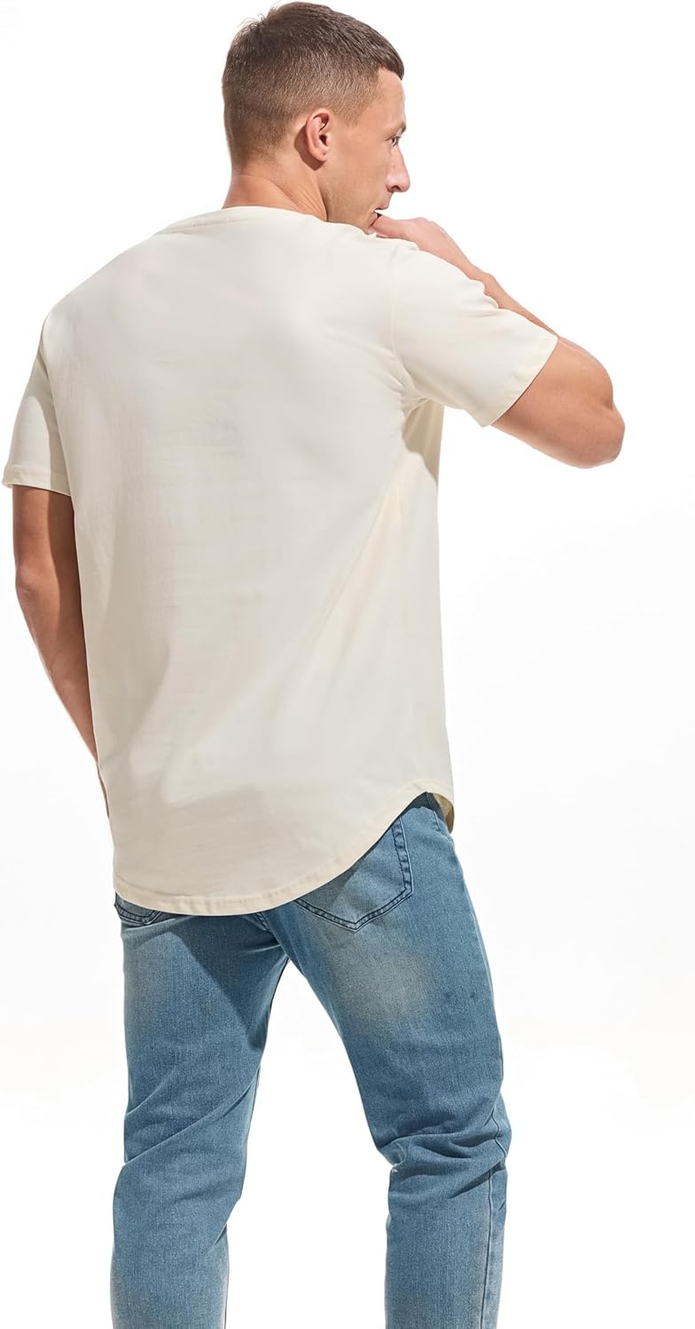 Thumbnail 2 de VEIISAR Herren Dickes Rundhalsmantel‑T‑Shirt aus 100% Baumwolle (Heavy Duty, Preshrunk, Longline)
