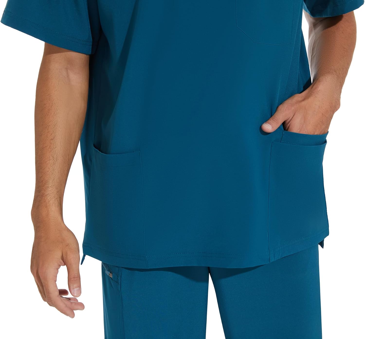 Detalle 1 de COZYFIT Men's Scrub Set with V-Neck Top