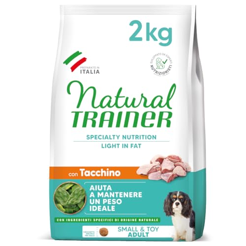 Detalle de Natural Trainer Ideal Weight Small & Toy: Cibo Light al Tacchino da 2 kg per Cani Adulti, Supporto al Peso Ideale