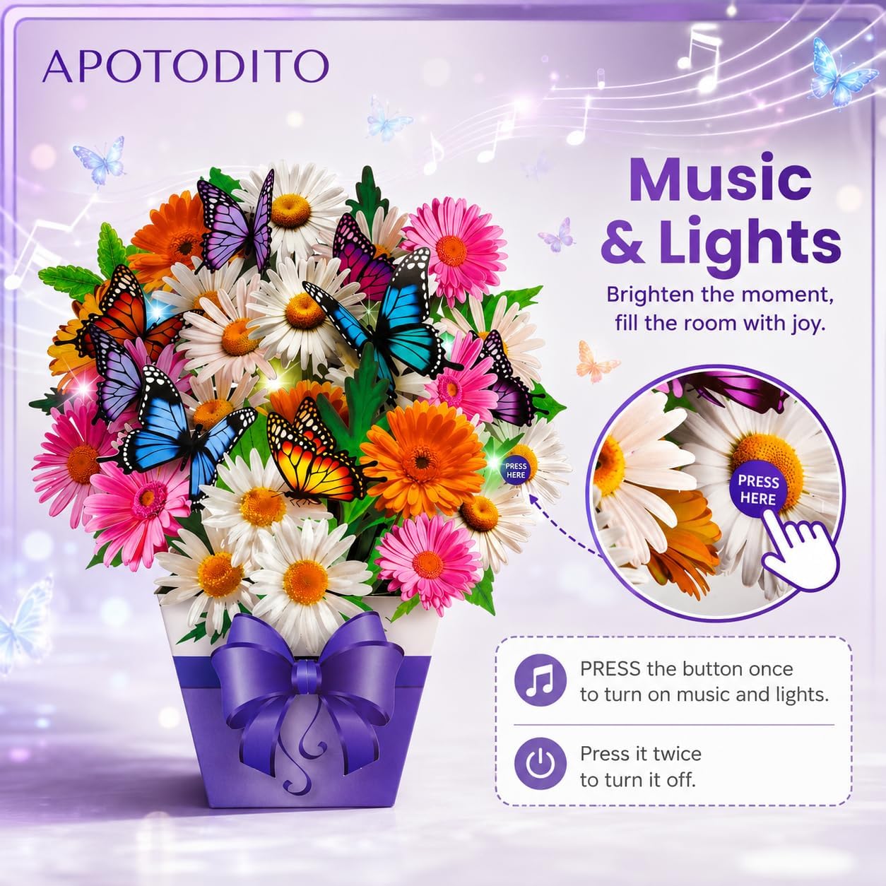 Detalle 2 de APOTODITO Mothers Day Card: Butterfly Cards with Music and Light