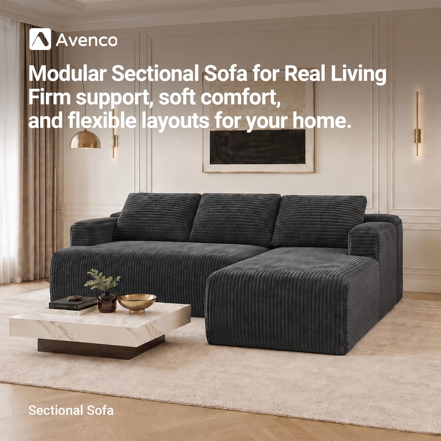 Detalle de Avenco Modular Sectional Sofa, 118" U-Shape