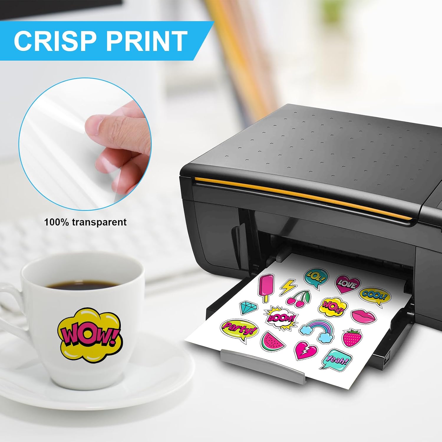 Thumbnail 1 de Nakutita 065 transparante vinyl stickerfolie A4, 20 vellen voor inkjet- en laserprinters