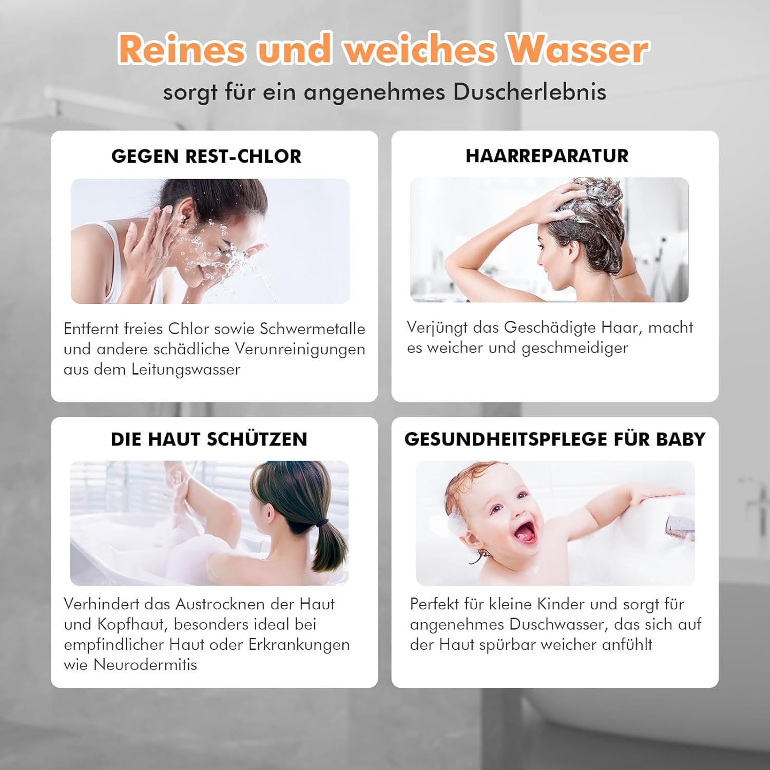 Detalle de MEKO Duschkopf mit Filter – Hochdruck Handbrause mit 15-Schicht-Filter und 1,5 m Schlauch
