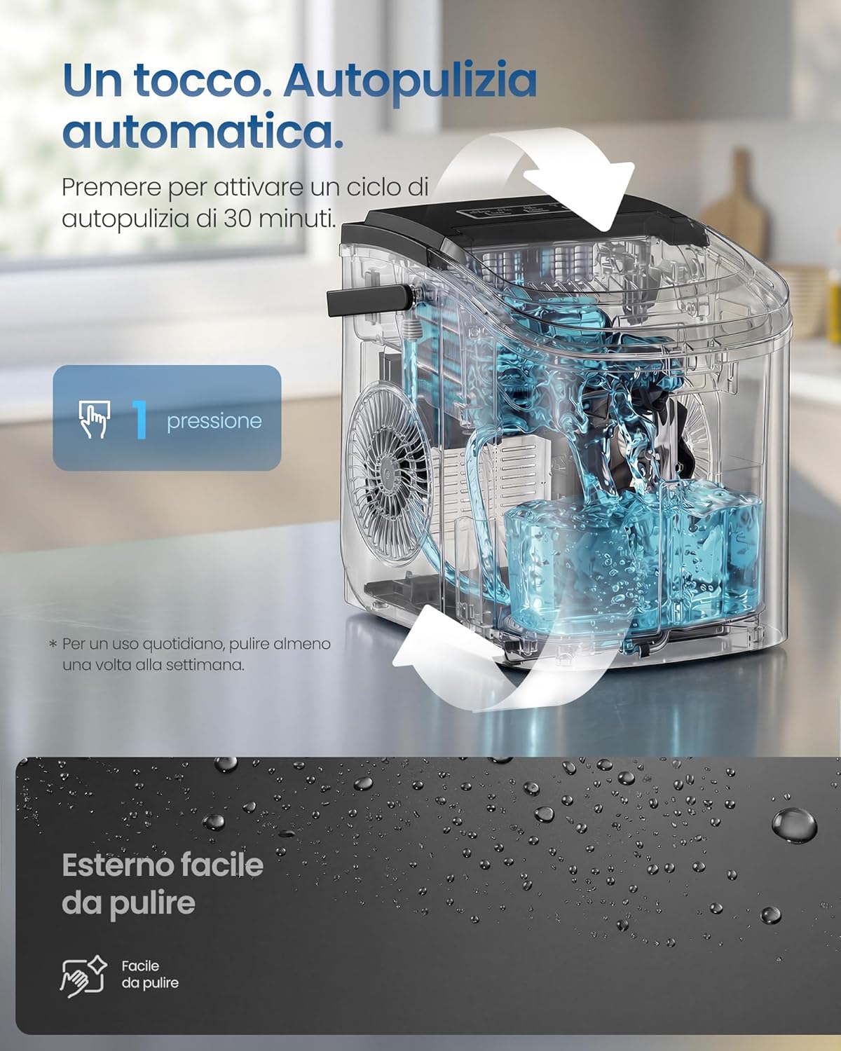 Detalle de SONGMICS Macchina Ghiaccio XZB001B1EU: compatta, silenziosa e autopulente per casa, ufficio e feste